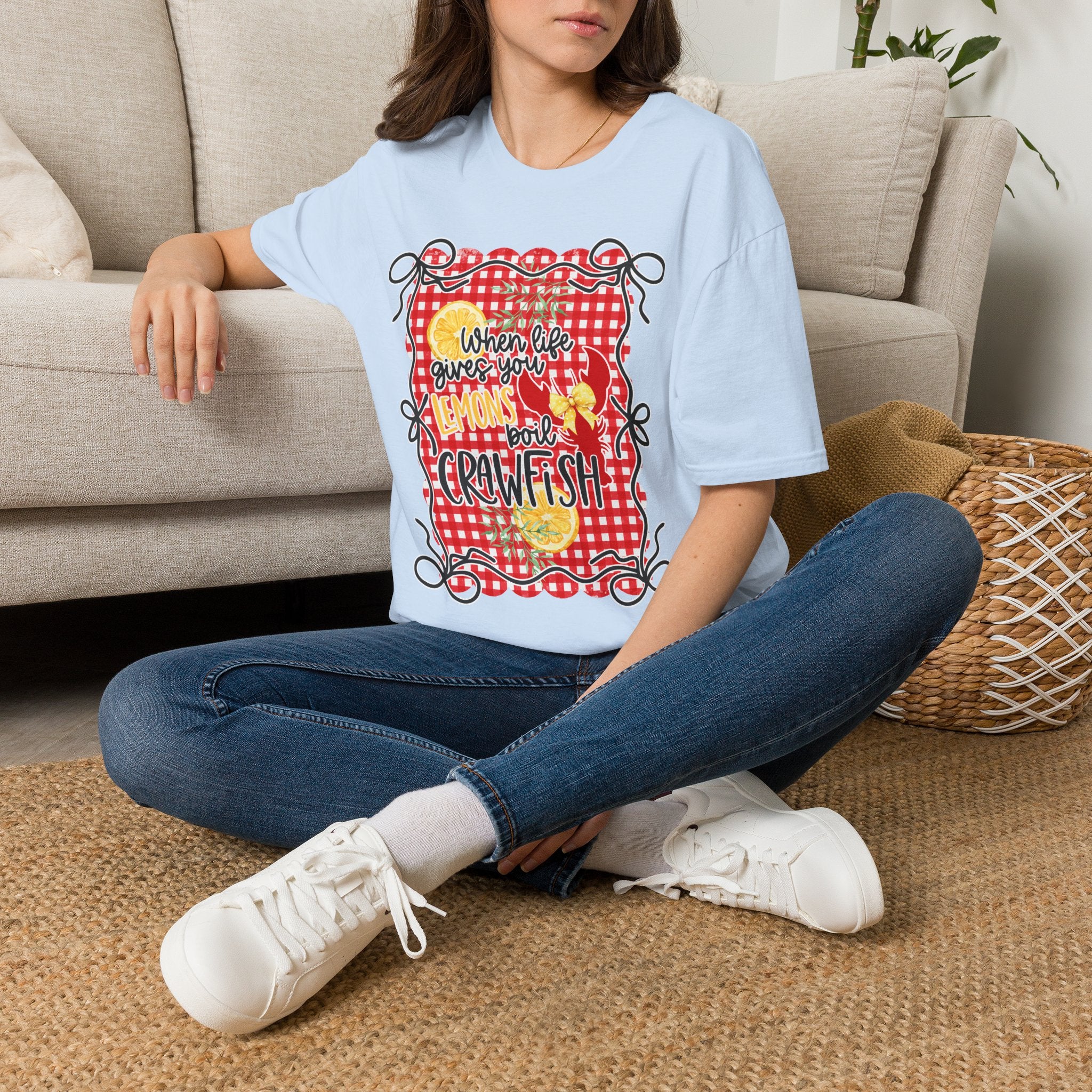 T-Shirt — "When Life Gives You Lemons Add Crawfish" Retro Picnic Graphic Tee