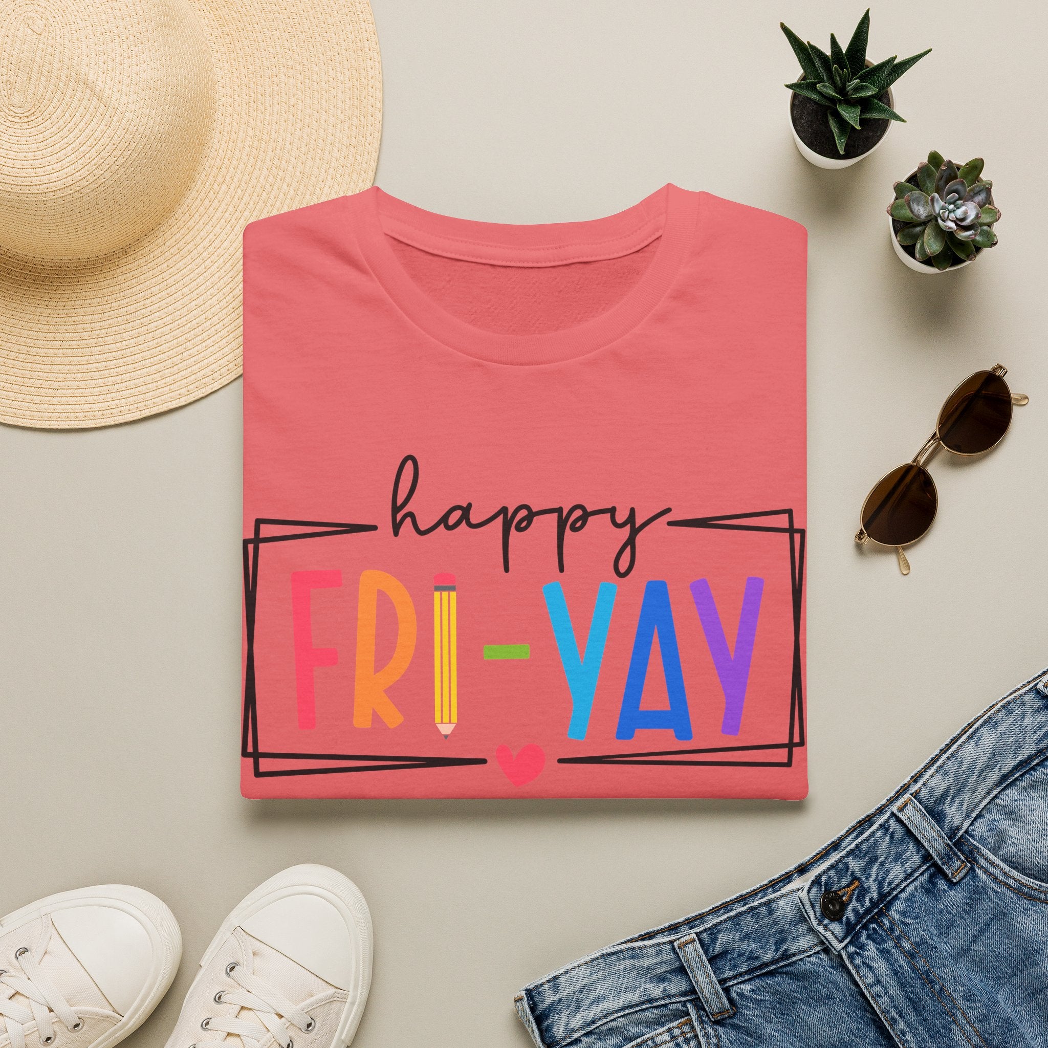 Happy Fri-Yay T-Shirt — Colorful Weekend Celebration Tee