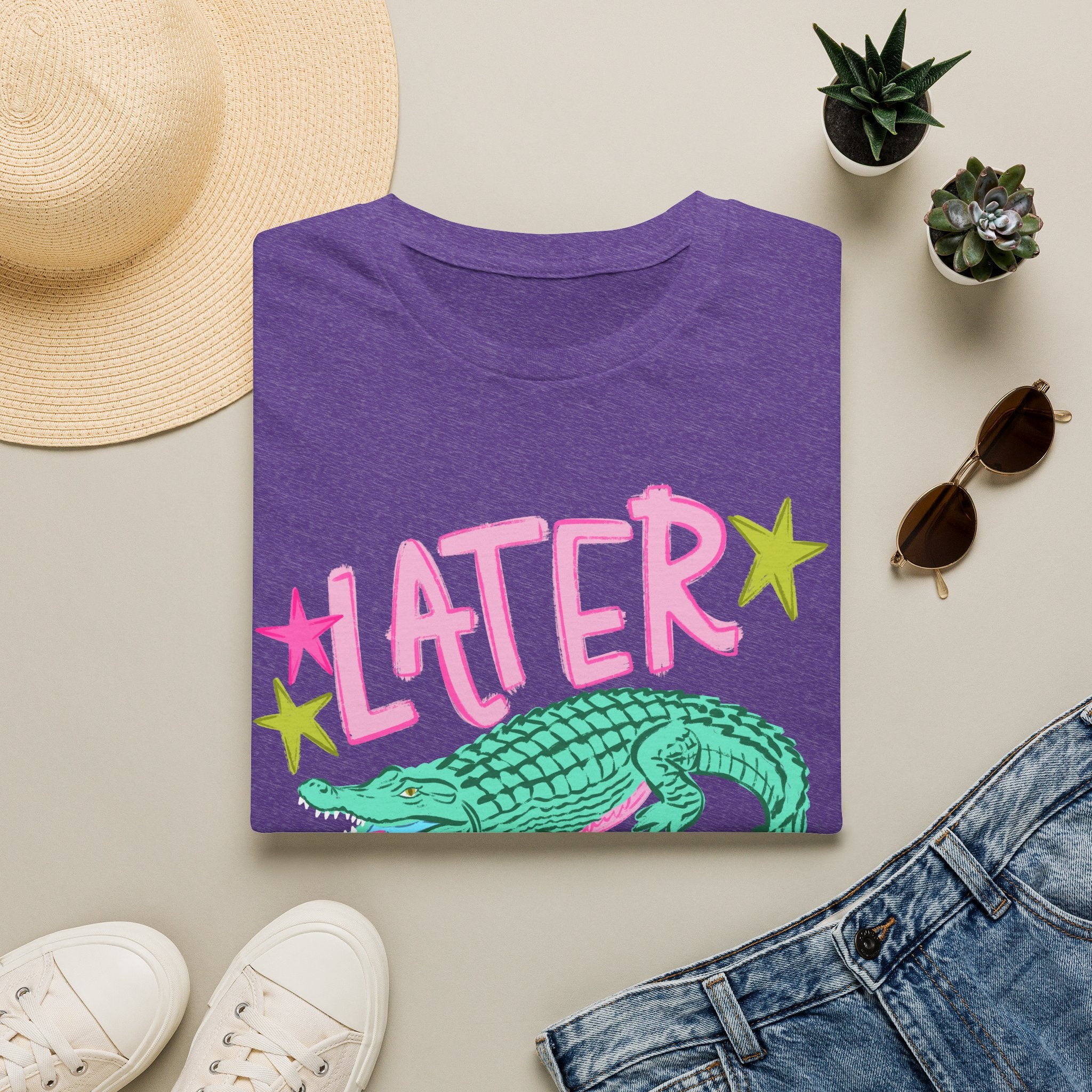 Later Croc Graphic T-Shirt — Retro Pastel Alligator Tee