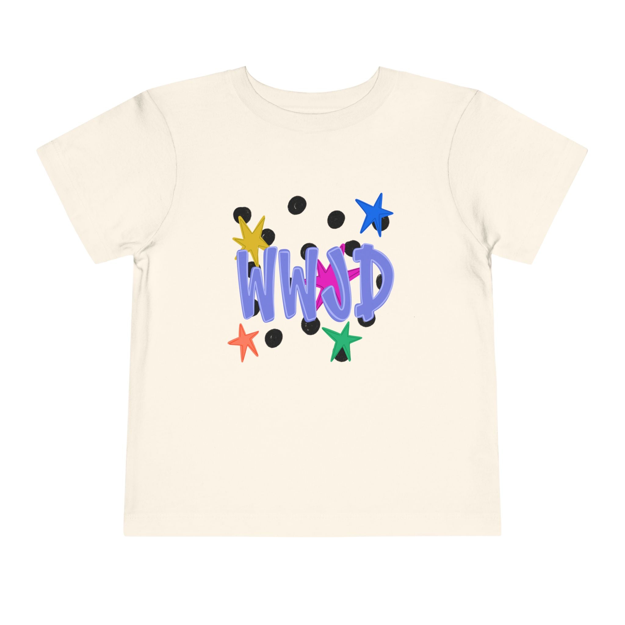 Toddler Tee — Colorful 'WWJD' Stars Graphic Kids Shirt