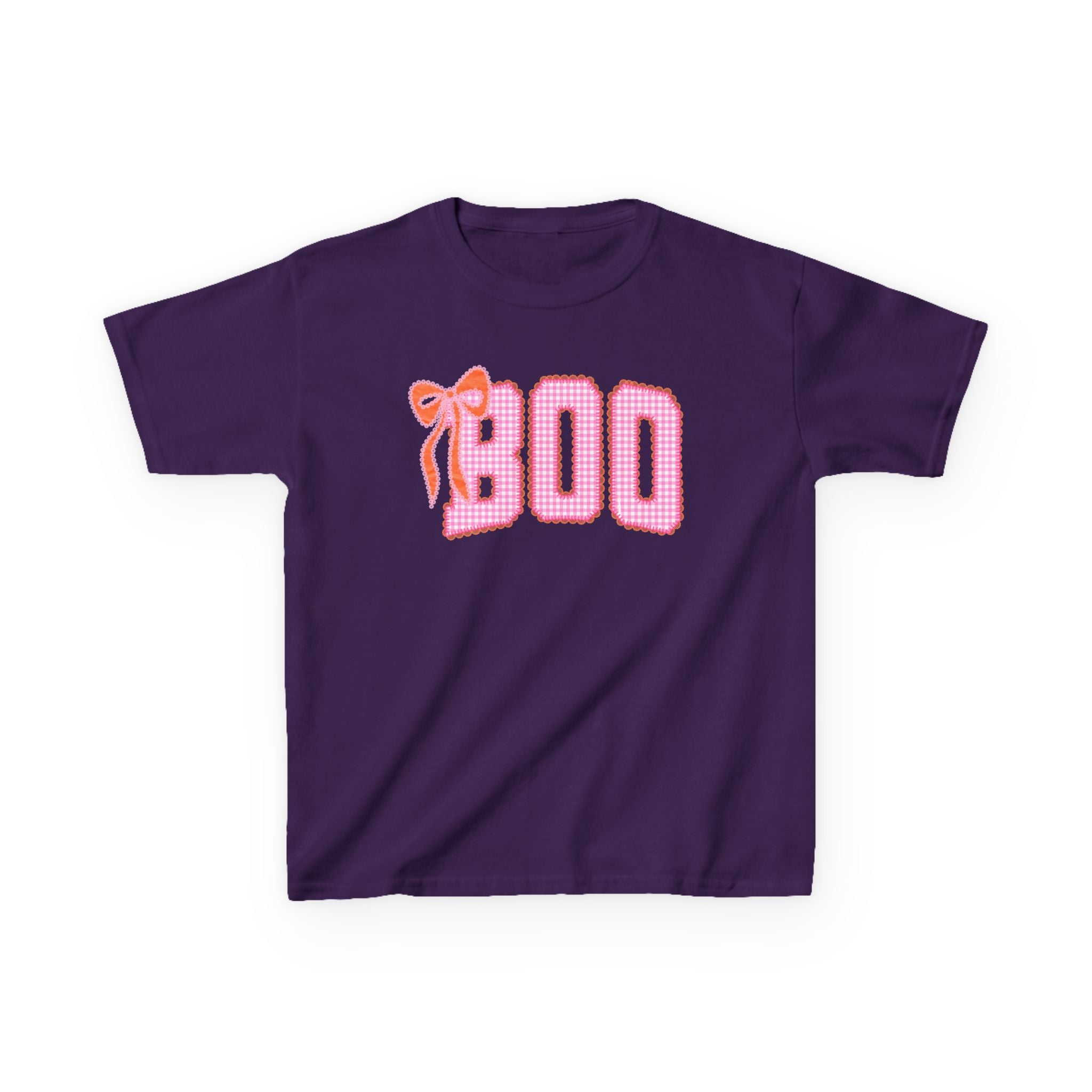 Kids Tee - Pink "BOO" Halloween Graphic with Bow