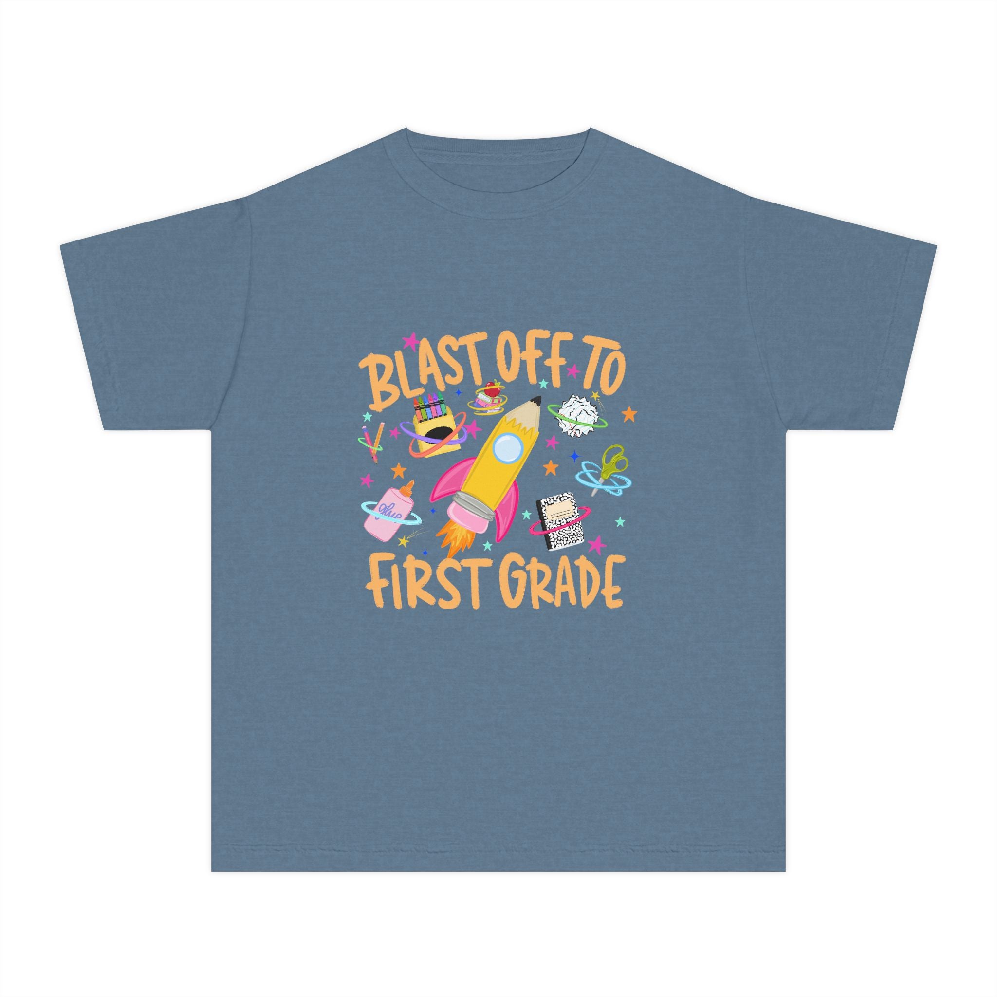 Blast Off to First Grade Rocket Back-to-School Tee