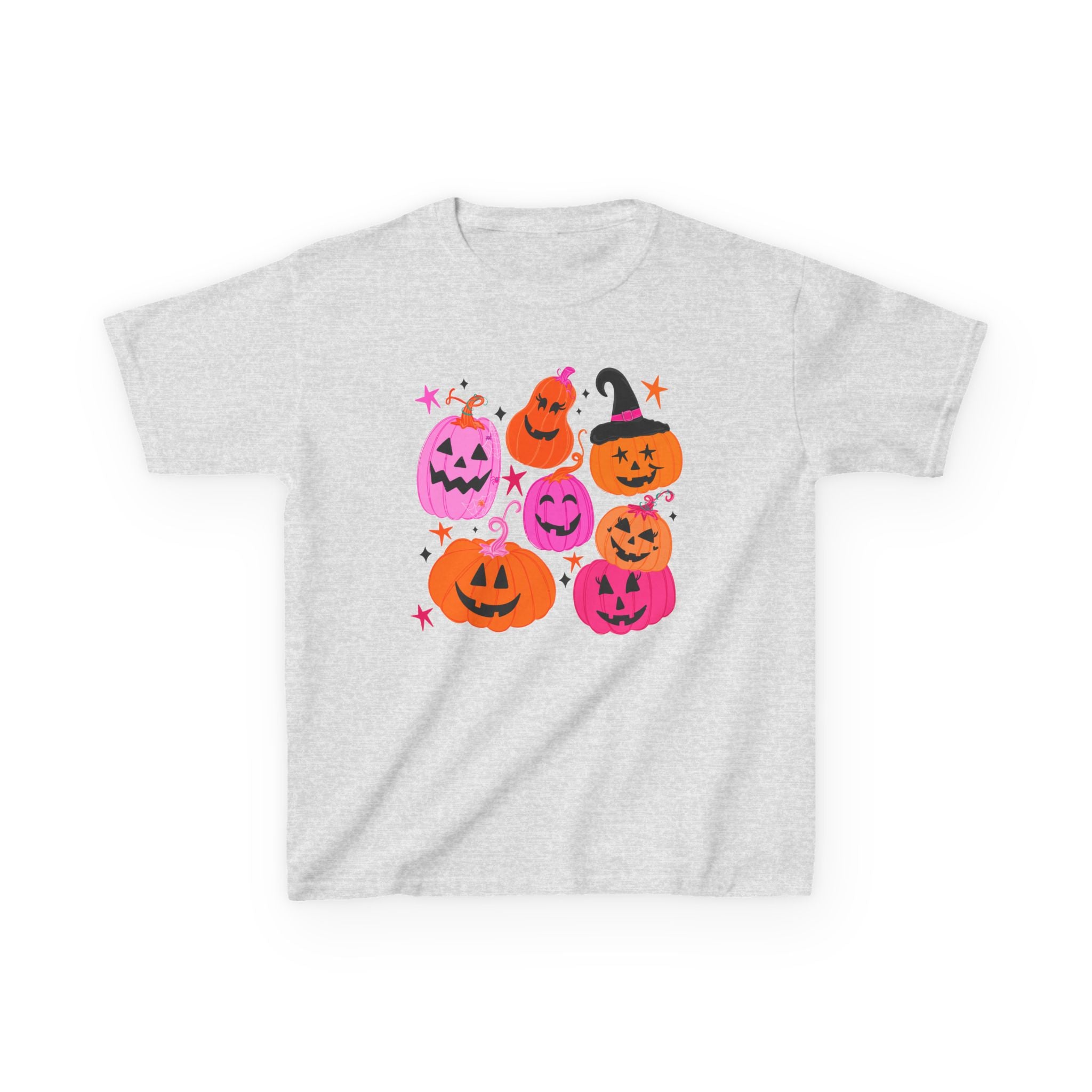 Kids Halloween Pumpkins T-Shirt — Cute Pink & Orange Jack-O'-Lantern Tee