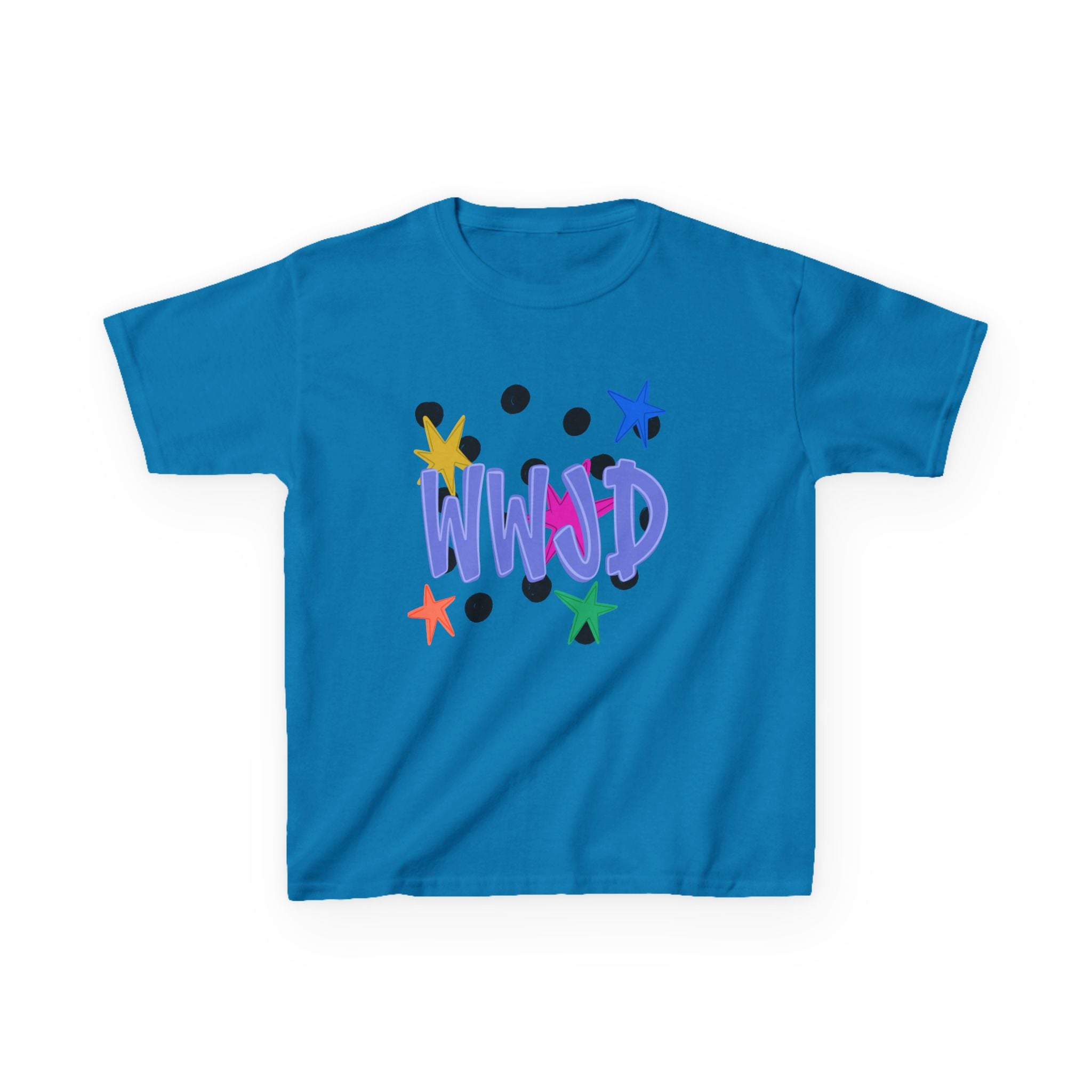 Kids Tee — Colorful "WWJD" Stars Graphic