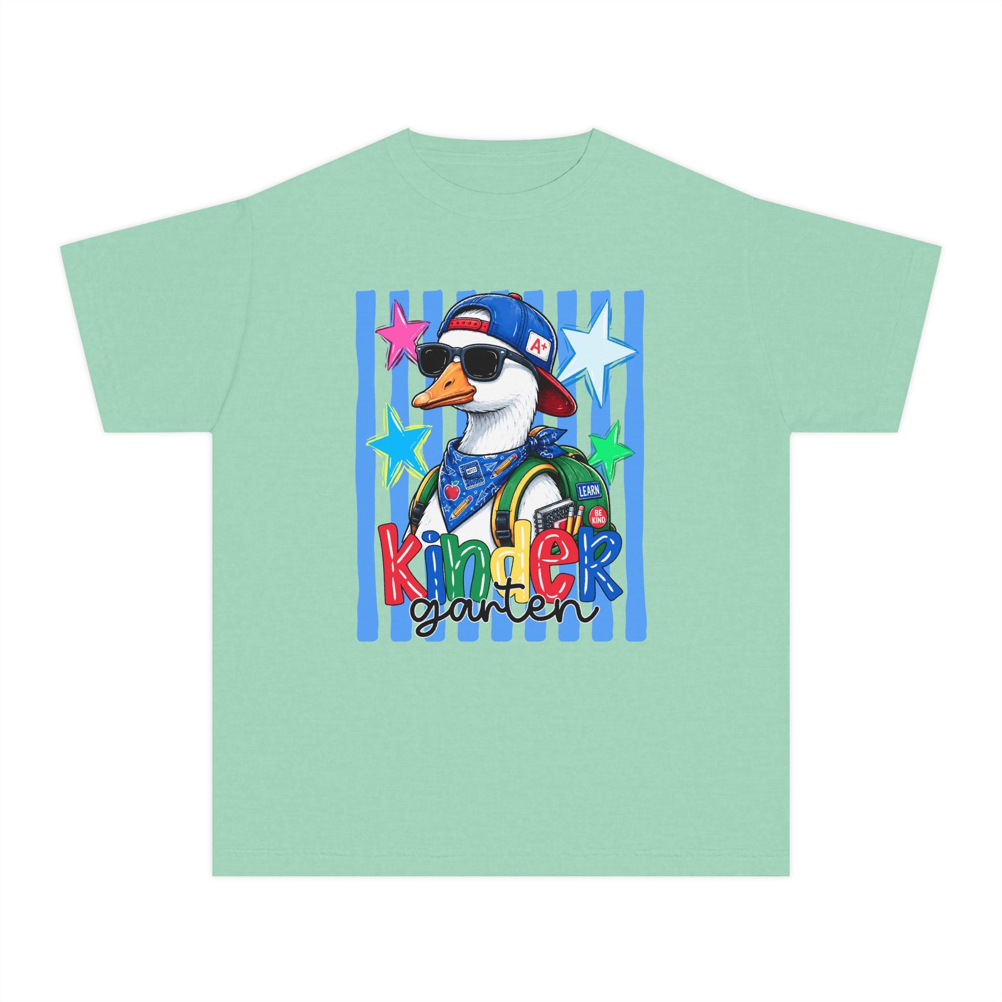 Kindergarten Boy Duck Youth Tee — Back-to-School Cute Penguin Graphic Shirt