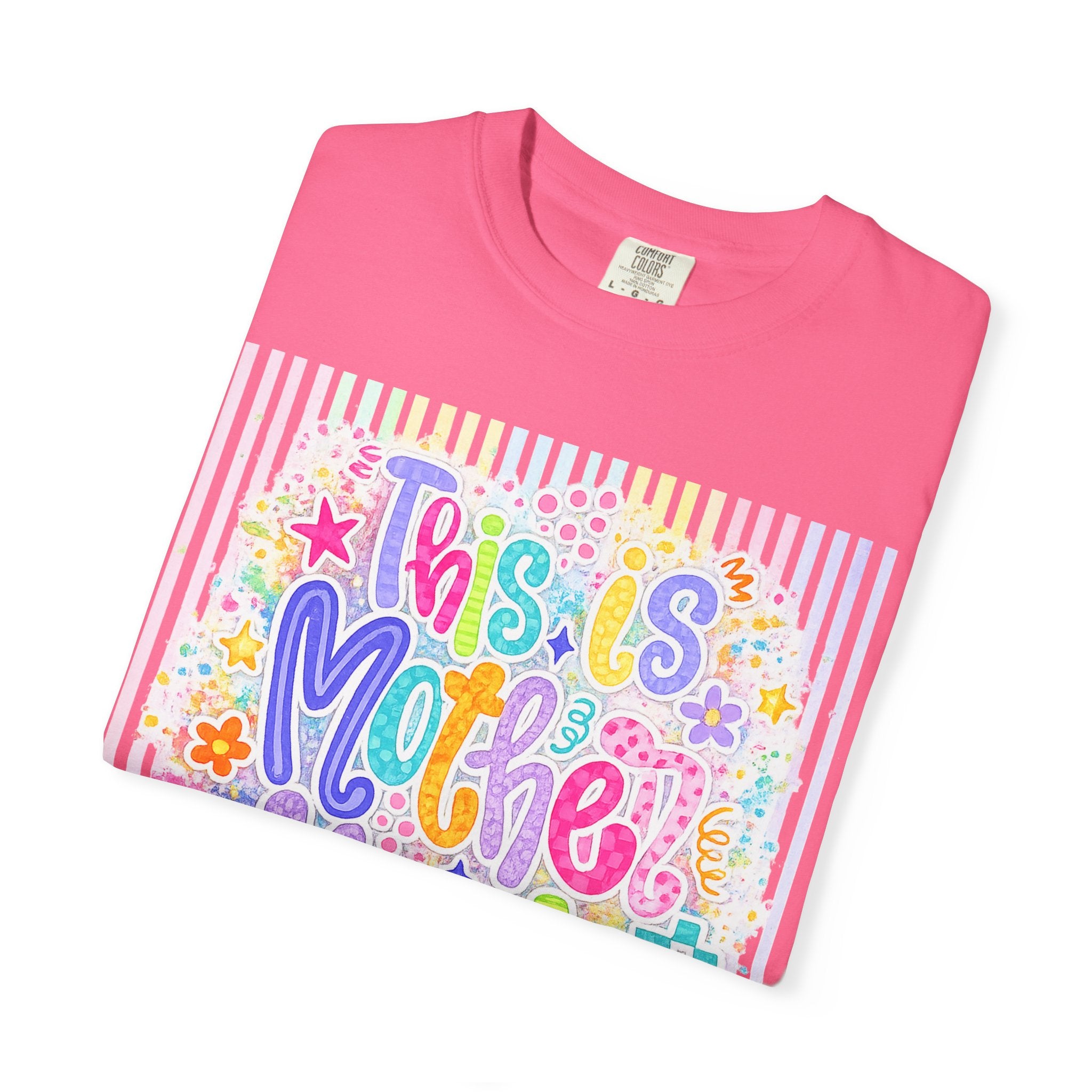 This Is Motherhood T-Shirt — Colorful Retro Floral Mom Tee for New & Expecting Moms