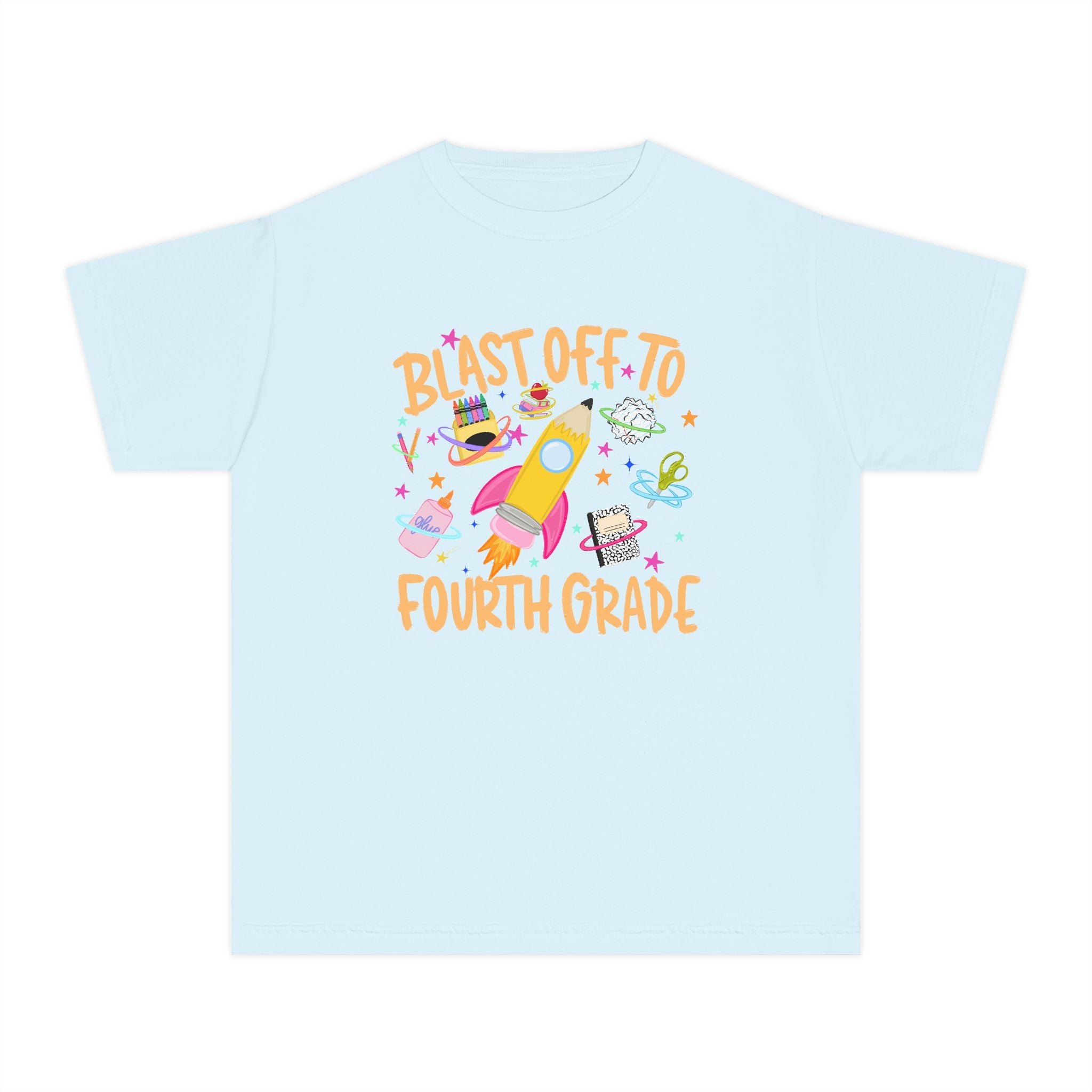 "Blast Off to Fourth Grade" Rocket Back-to-School Shirt
