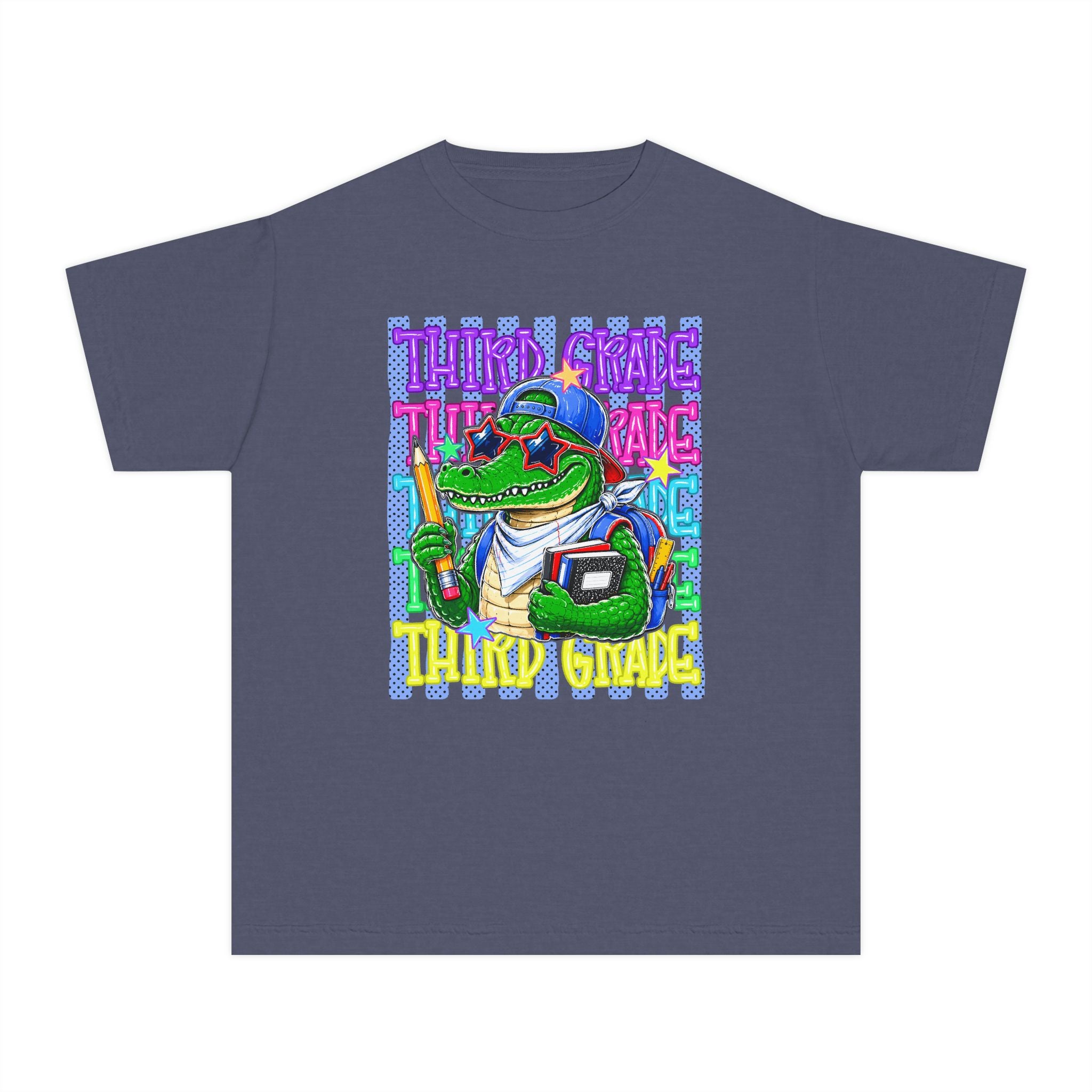 Youth Tee — Colorful 'Third Grade' School Gator Graphic