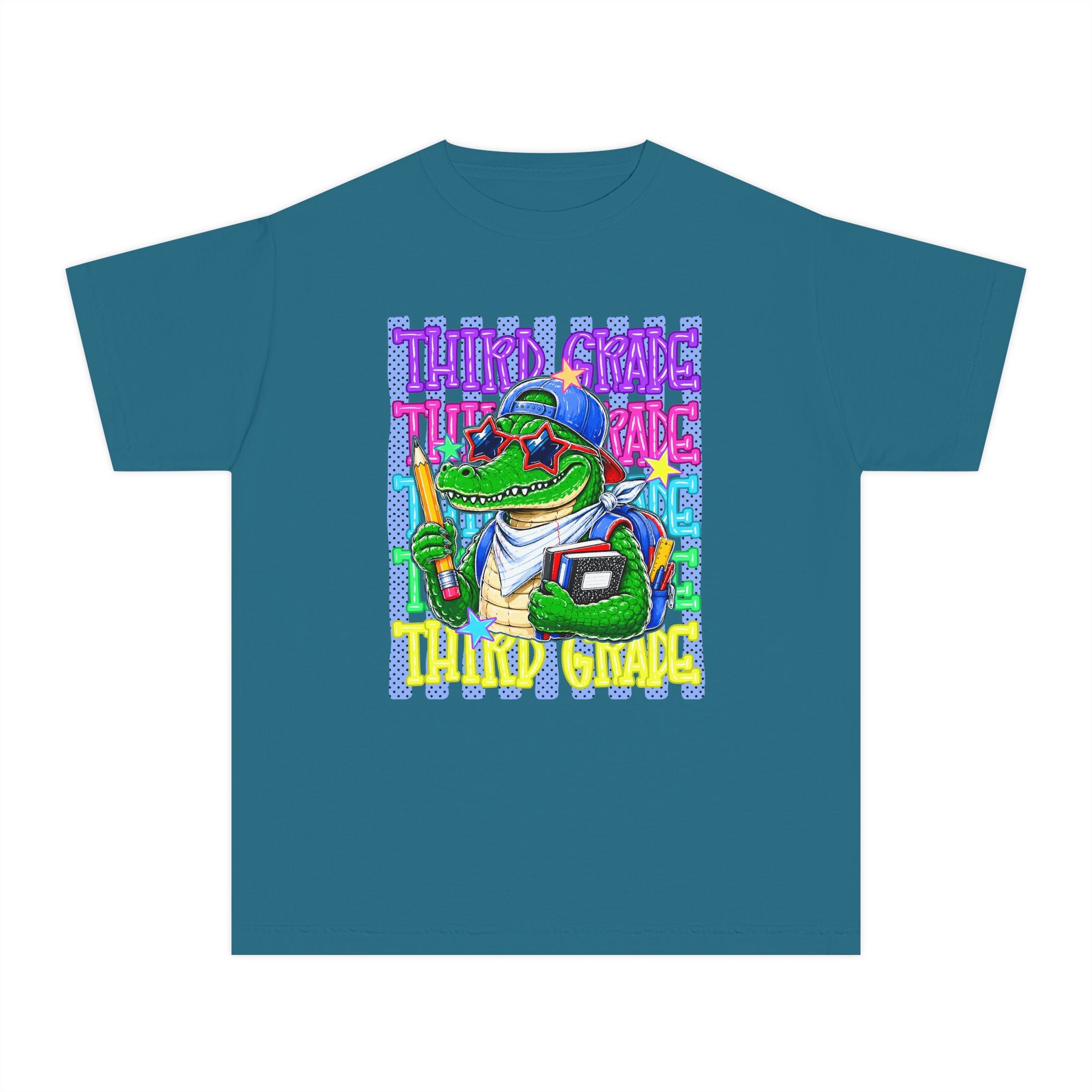Youth Tee — Colorful 'Third Grade' School Gator Graphic