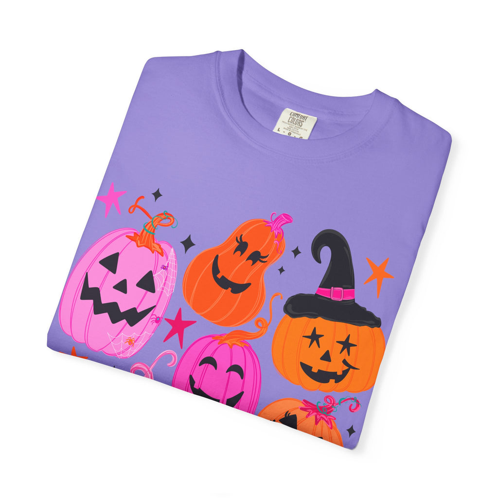Halloween Pumpkins T-Shirt — Cute Pink & Orange Jack-O'-Lanterns
