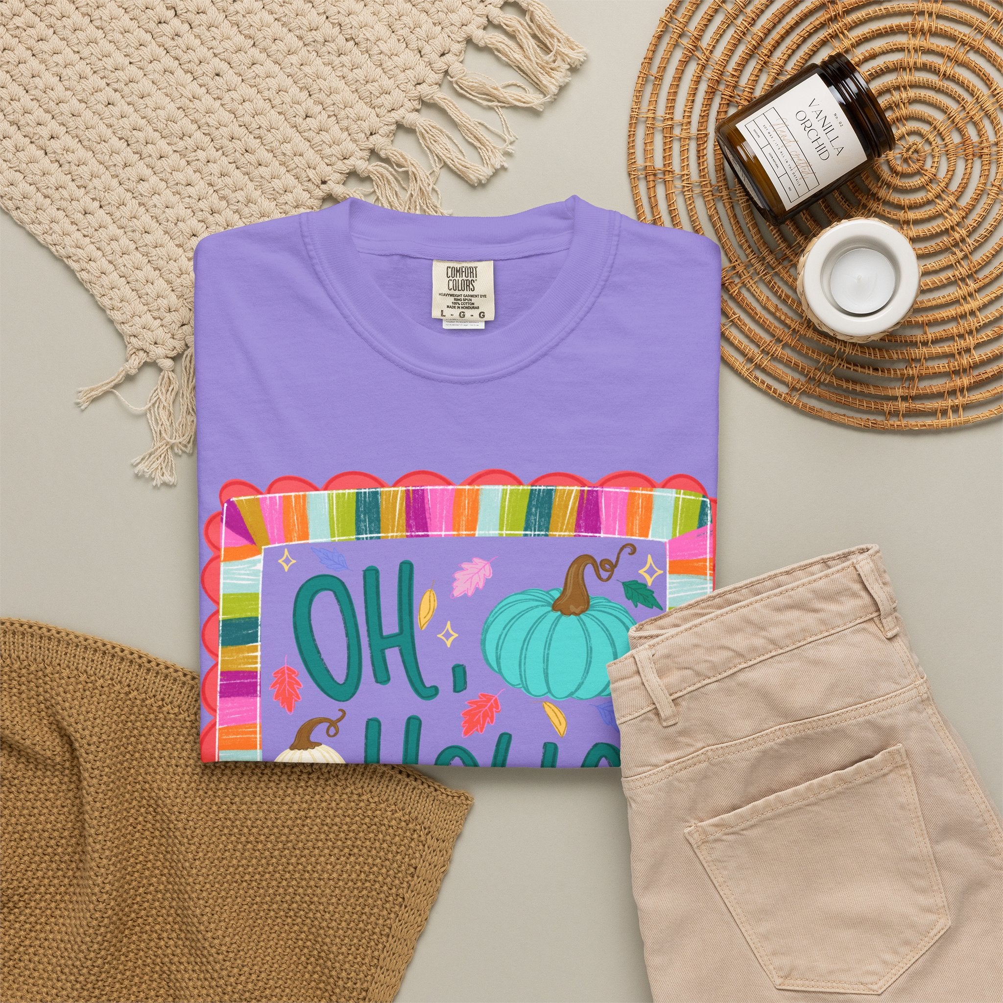 Oh, Hello Fall T-Shirt — Colorful Pumpkin Autumn Tee