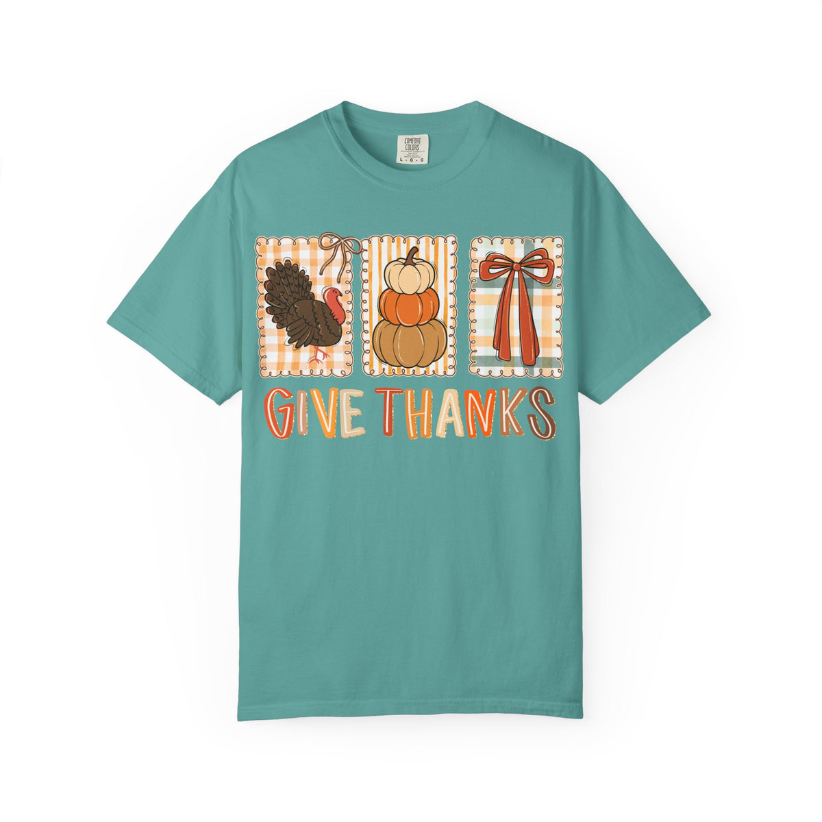 Give Thanks T-Shirt — Thanksgiving Fall Turkey Pumpkin Graphic Tee