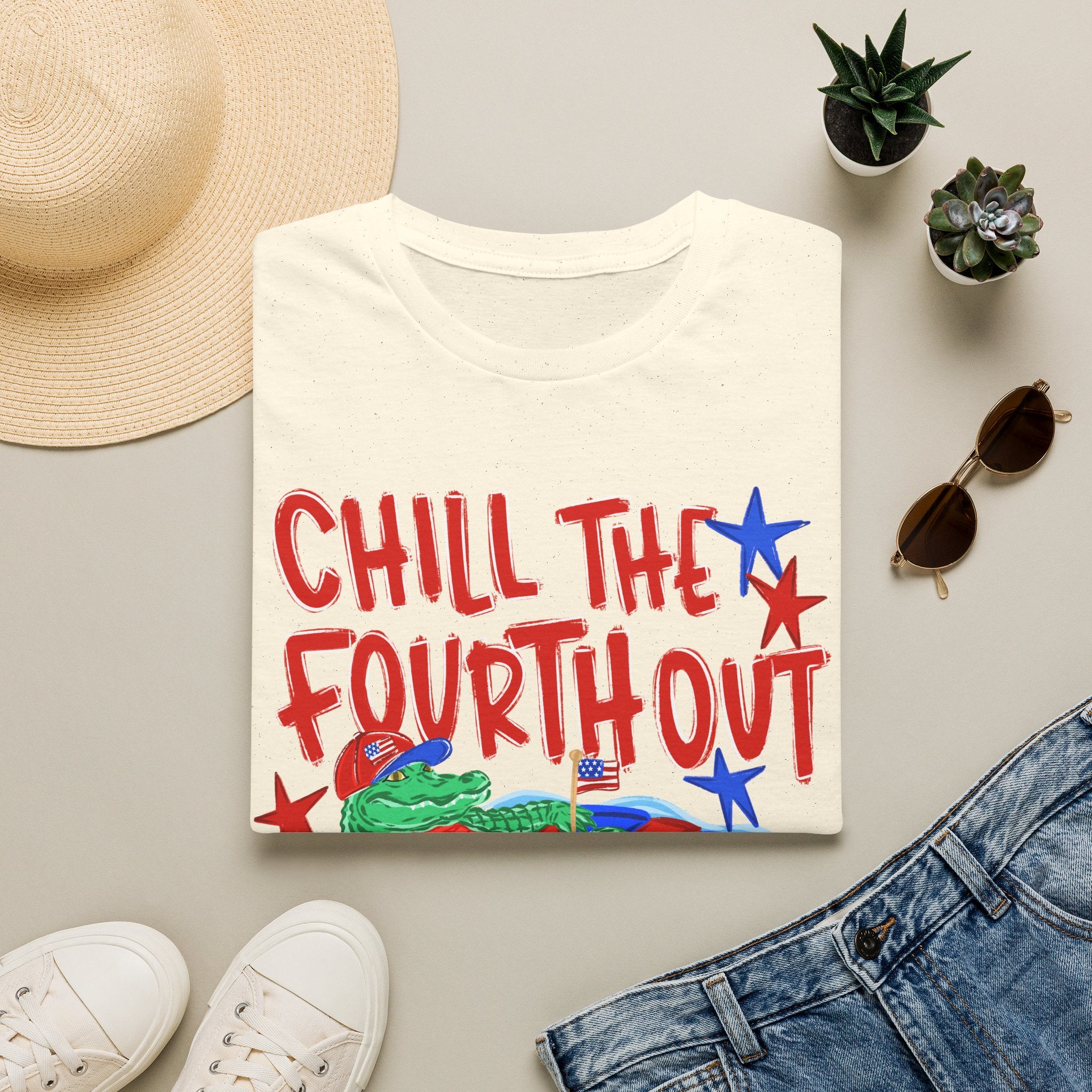 T-Shirt — “Chill the Fourth Out” Patriotic Alligator July 4th Tee