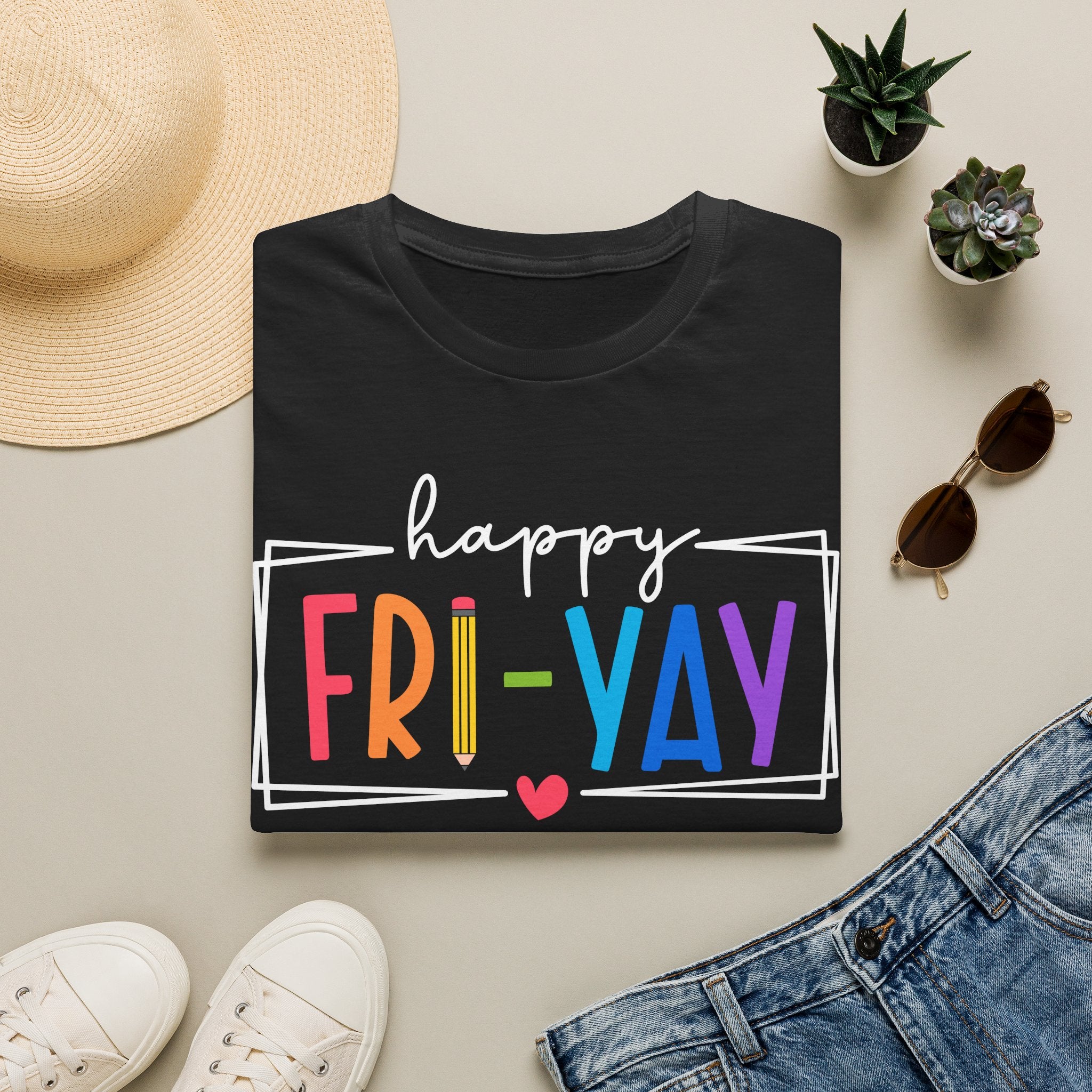 Happy Fri-Yay T-Shirt — Colorful Weekend Celebration Tee