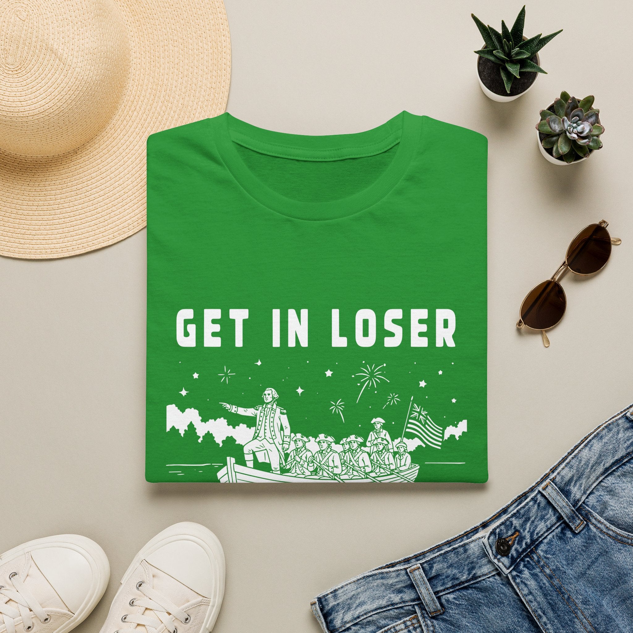 "Get In Loser, We're Crossing The Delaware" Patriotic Historical Graphic