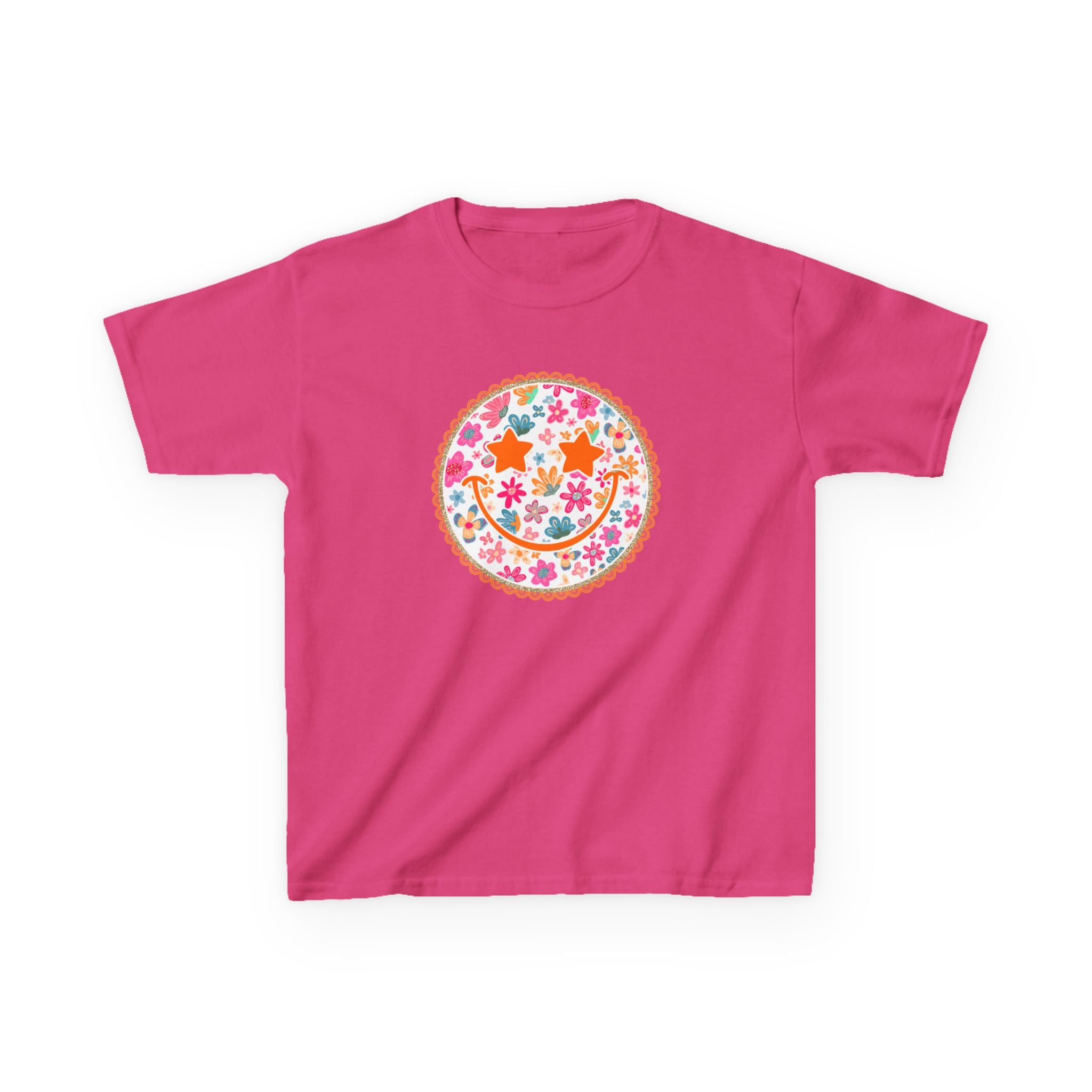 Kids T-Shirt — Floral Smiley Face Graphic Tee for Girls & Boys