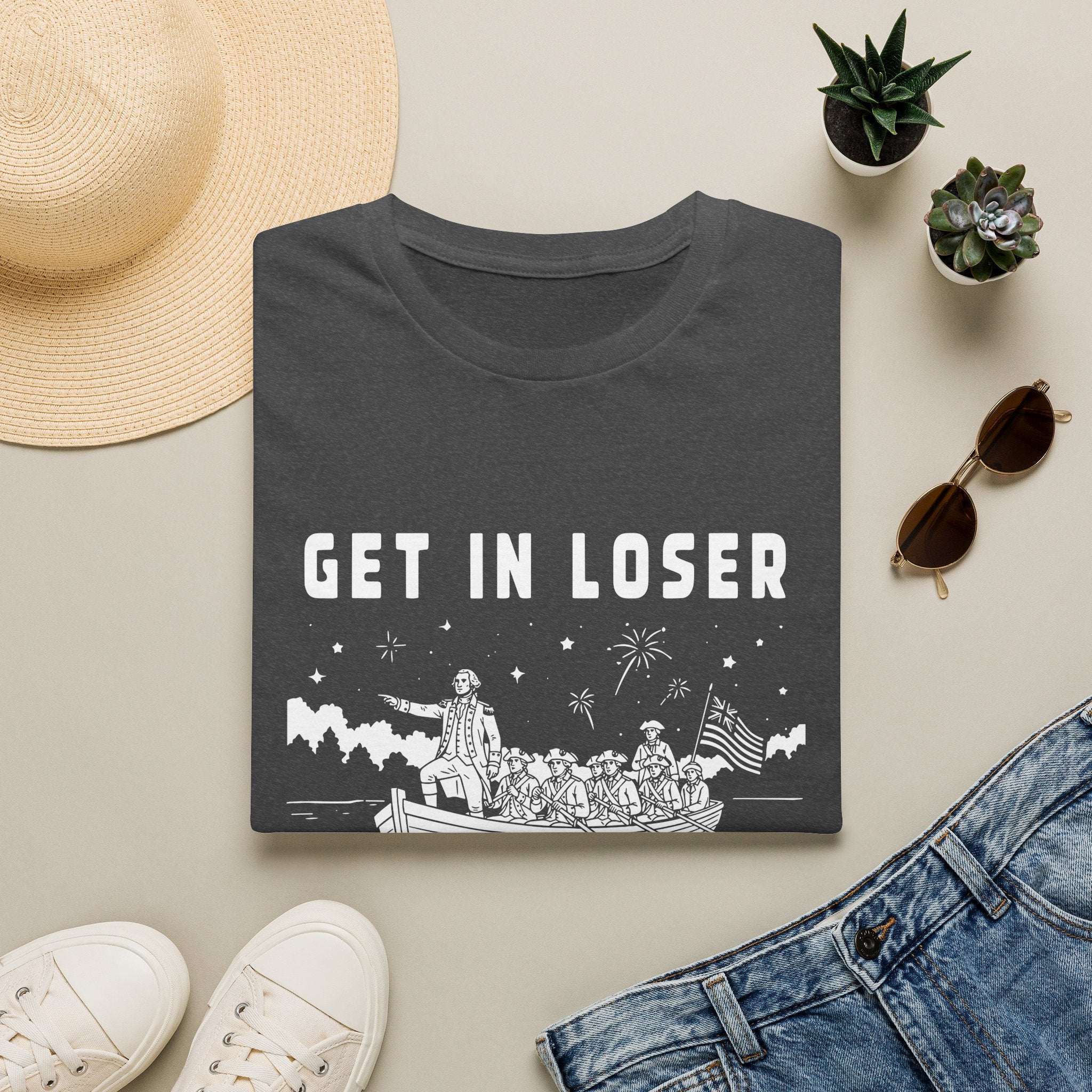 "Get In Loser, We're Crossing The Delaware" Patriotic Historical Graphic