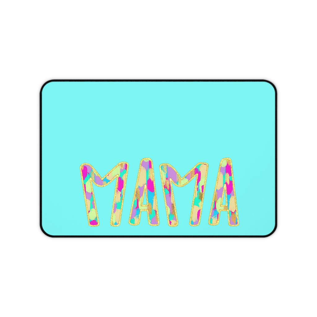 Mama Desk Mat — Bright Turquoise Mouse Pad with Colorful 'MAMA' Lettering, Mother's Day Gift