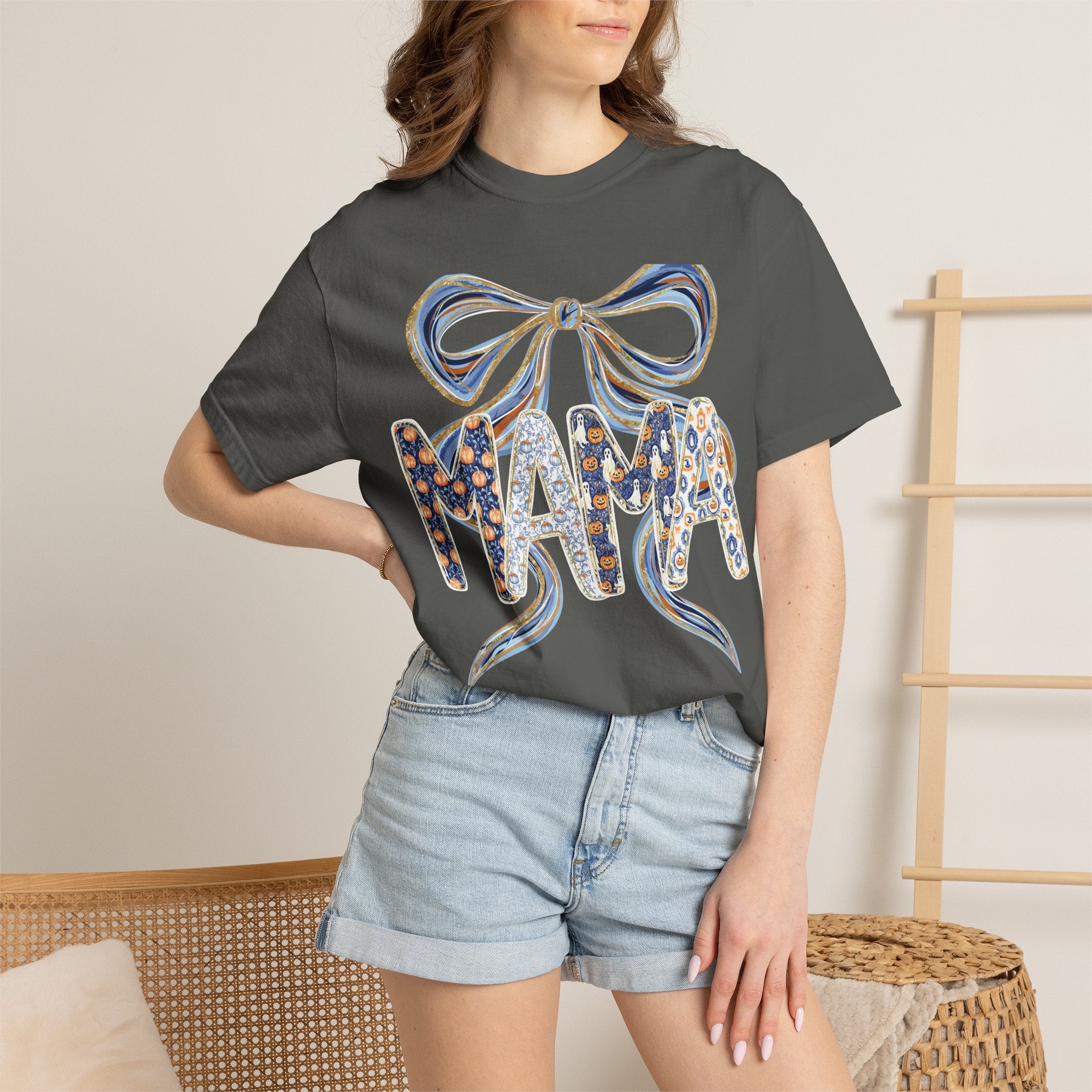 Fall Pumpkin Mama Bow - Comfort Color