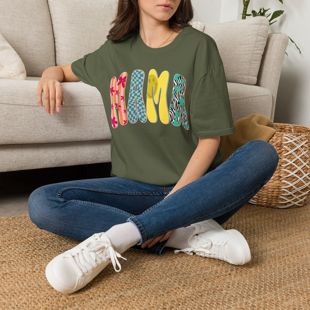 Mama Graphic T-Shirt — Colorful Patterned Lettering Tee for New Moms & Mother's Day