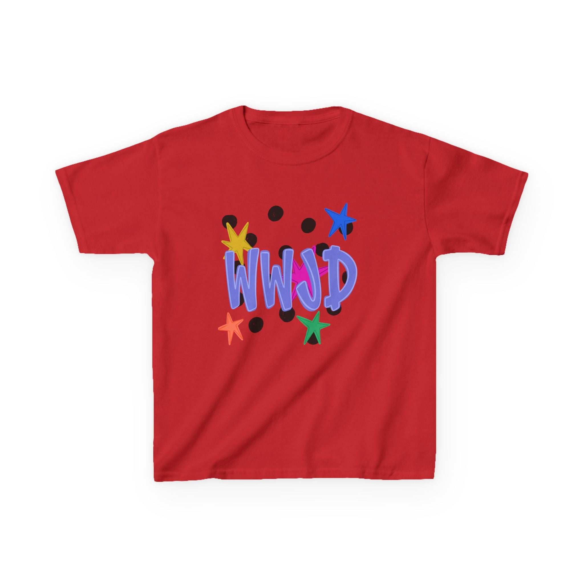 Kids Tee — Colorful "WWJD" Stars Graphic