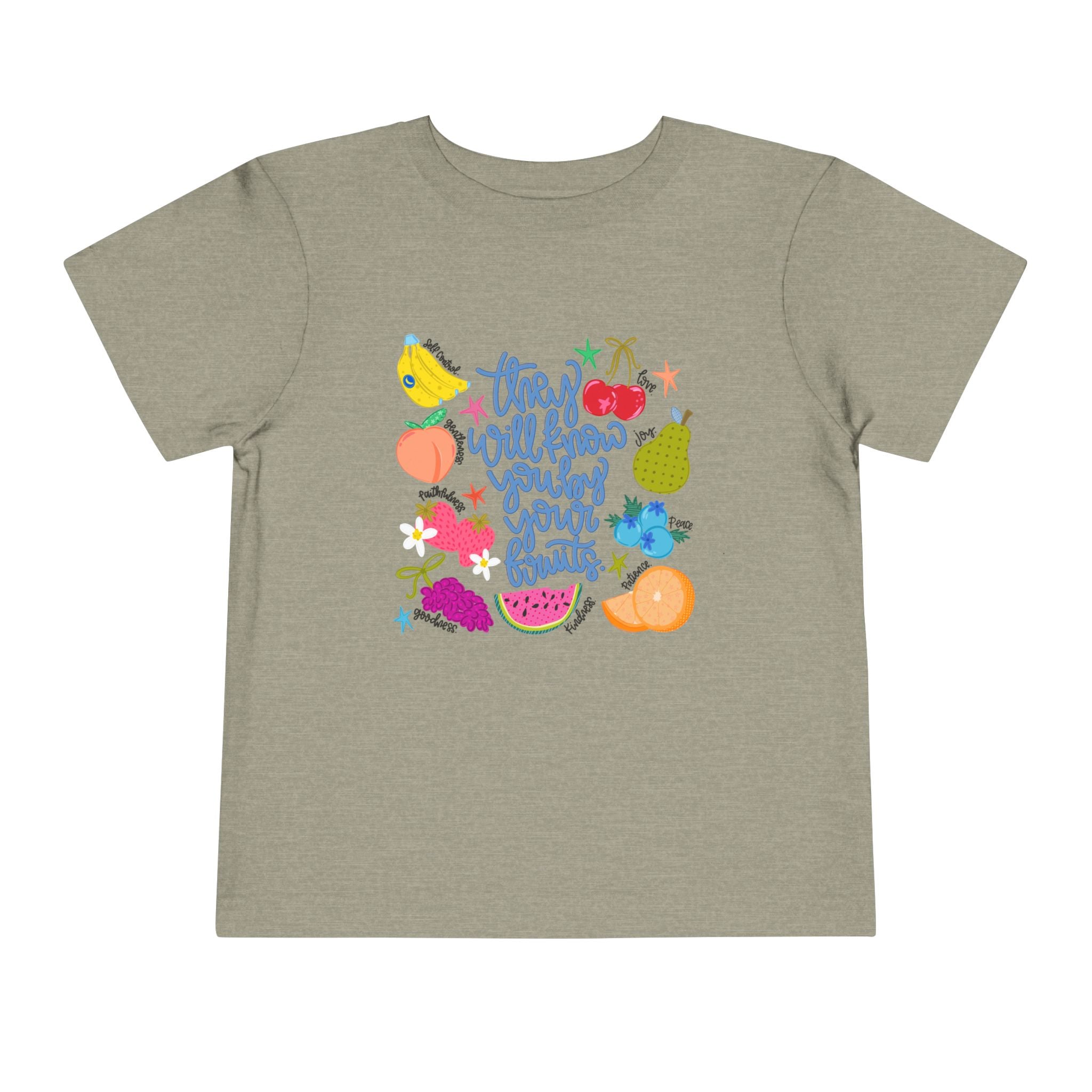 Toddler Tee - "They Will Know You by Your Fruits" Colorful Fruit Graphic