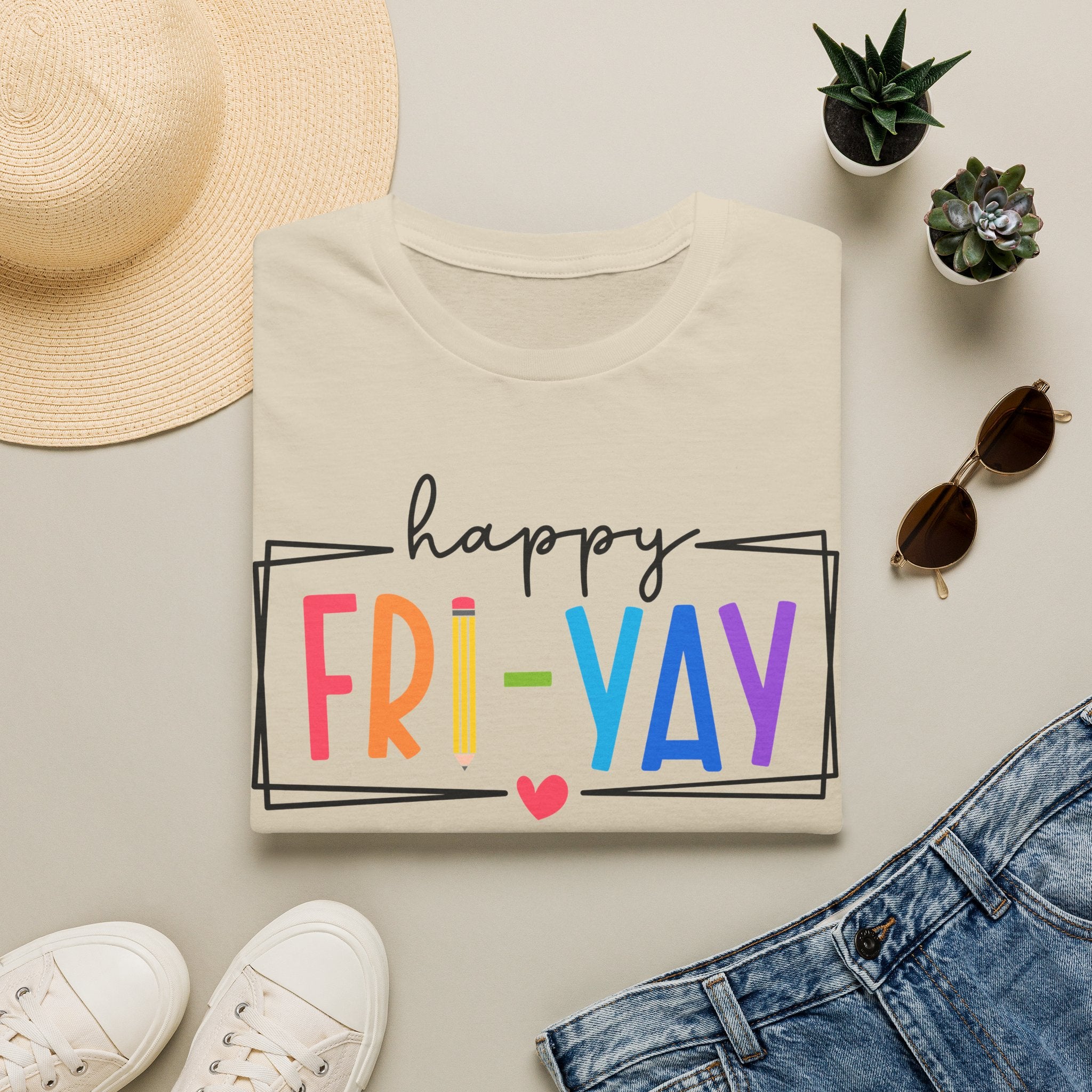 Happy Fri-Yay T-Shirt — Colorful Weekend Celebration Tee