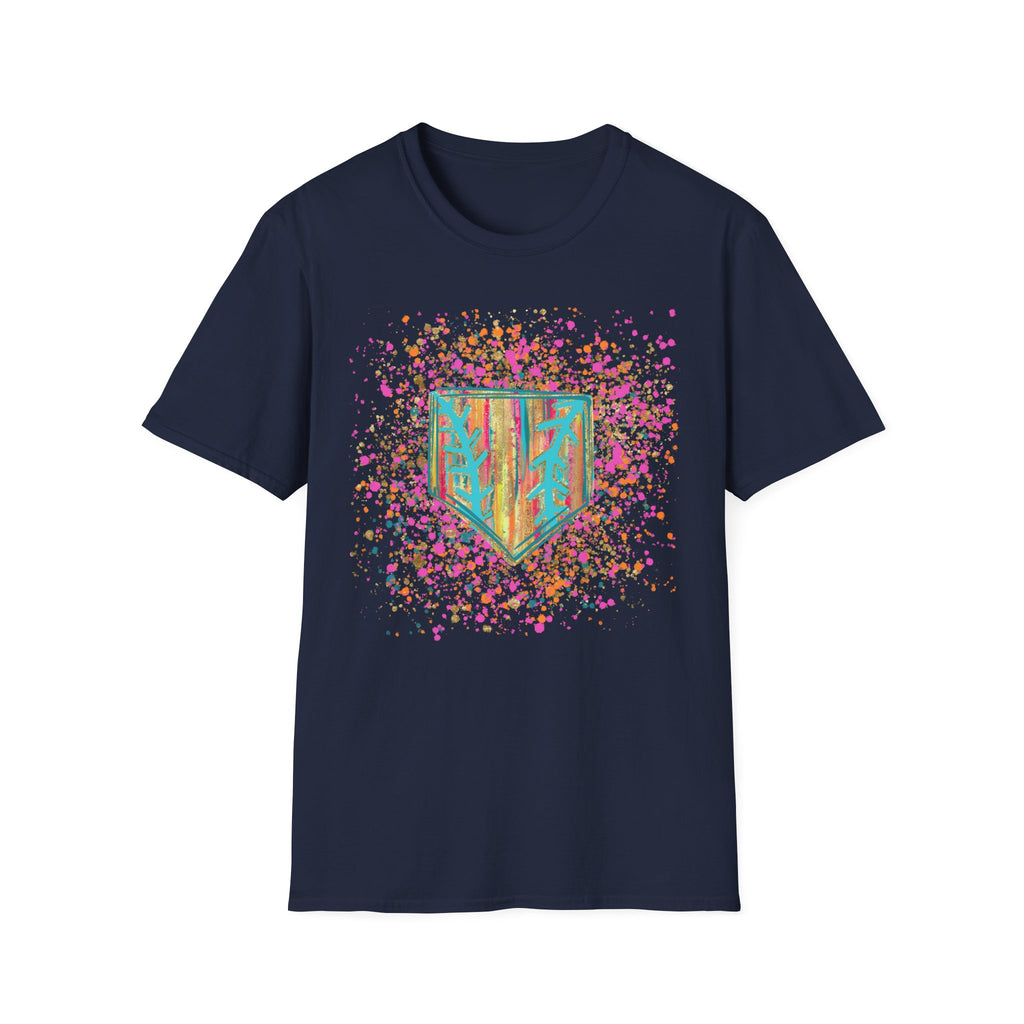 Colorful Floral Shield T-Shirt — Boho Painted Crest Graphic Tee