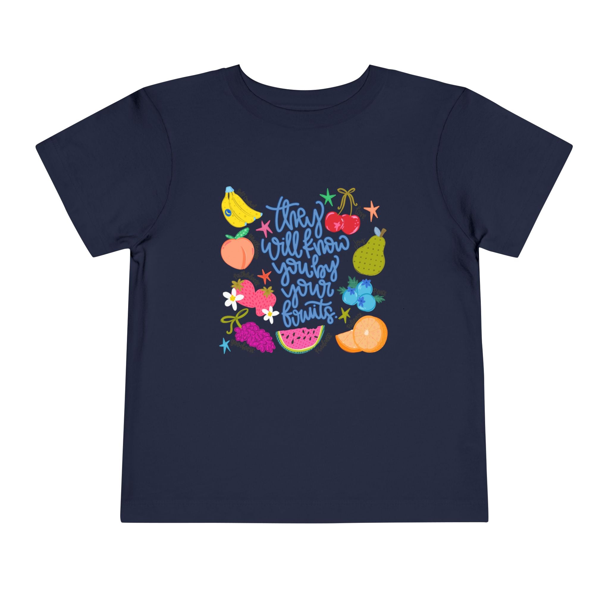 Toddler Tee - "They Will Know You by Your Fruits" Colorful Fruit Graphic