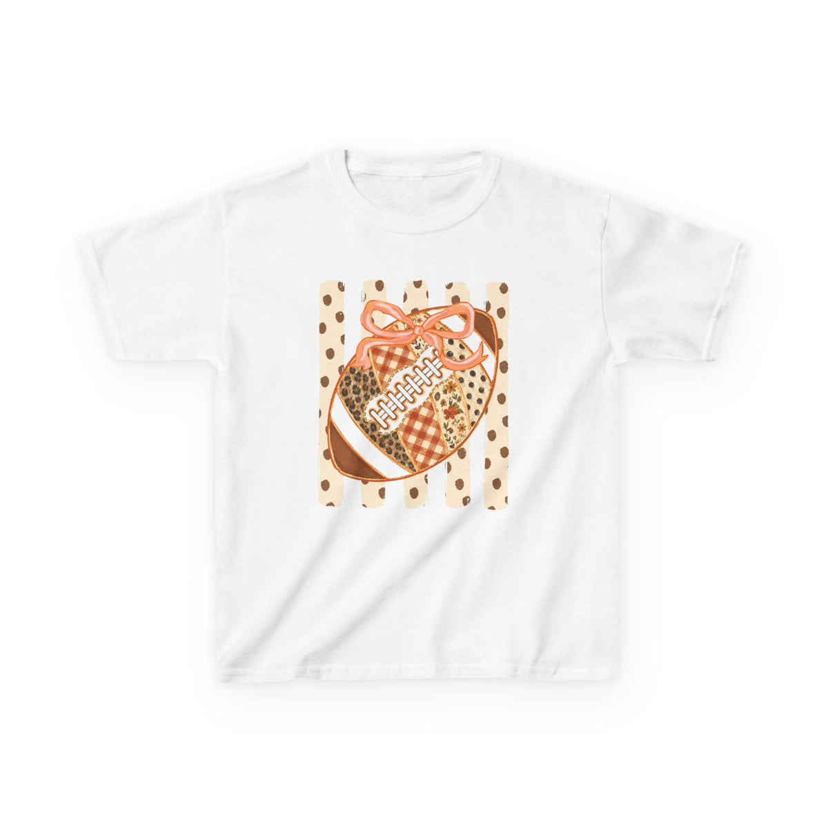 Kids Preppy Floral Fall Football  – Cute Patchwork Love for Little Players