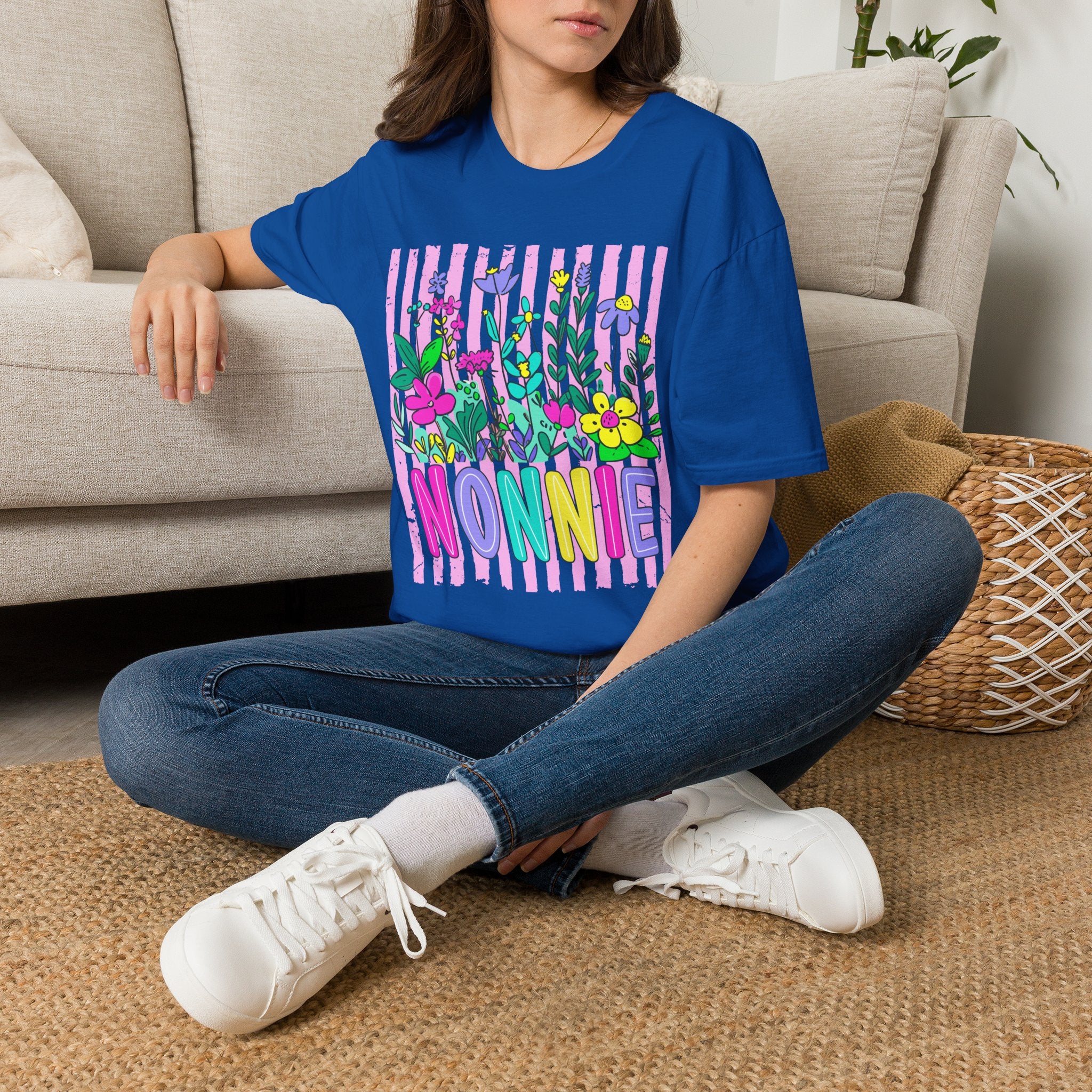 Grandma 'NONNIE' Floral T-Shirt — Colorful Garden Gift for Grandmother