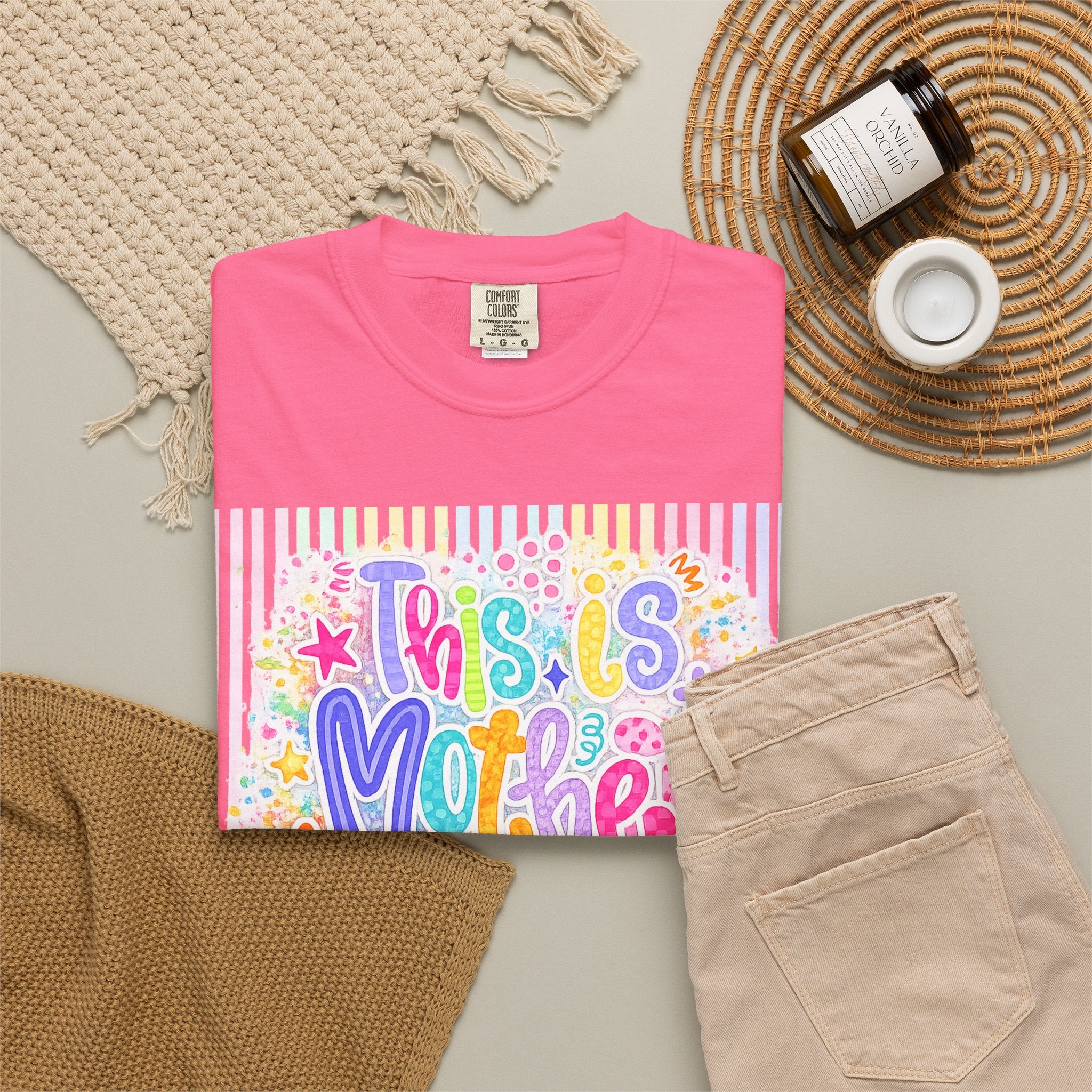 This Is Motherhood T-Shirt — Colorful Retro Floral Mom Tee for New & Expecting Moms