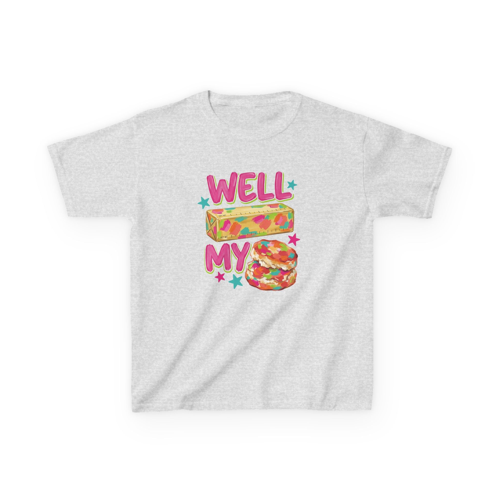 Kids Tee — "Well Butter My Biscuit" Colorful Graphic