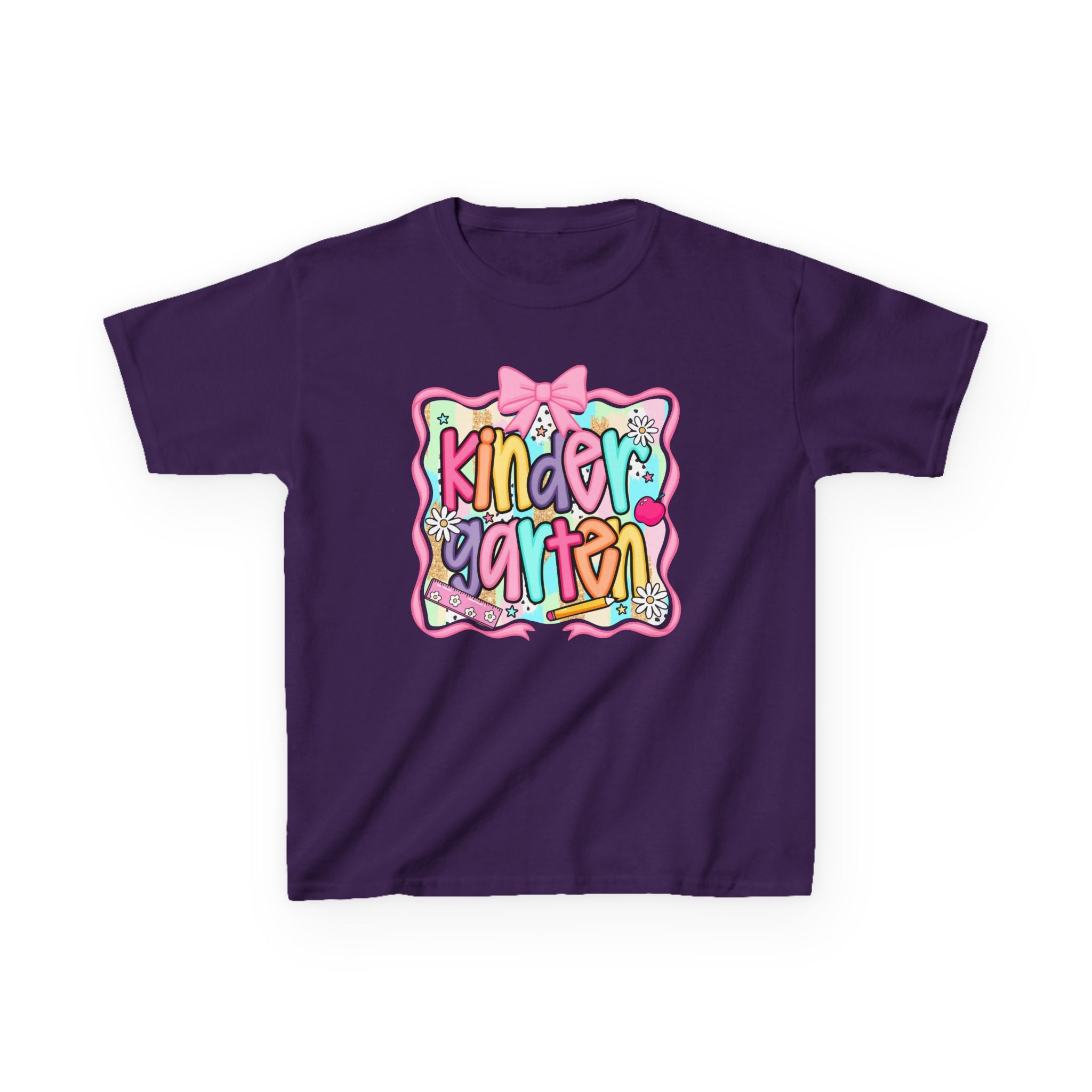 Kindergarten Kids T-Shirt — Colorful Back-to-School Shirt with Bow
