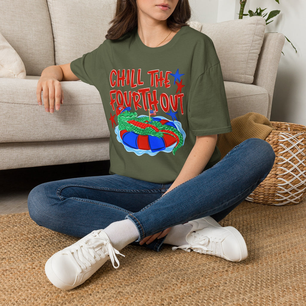 T-Shirt — “Chill the Fourth Out” Patriotic Alligator July 4th Tee