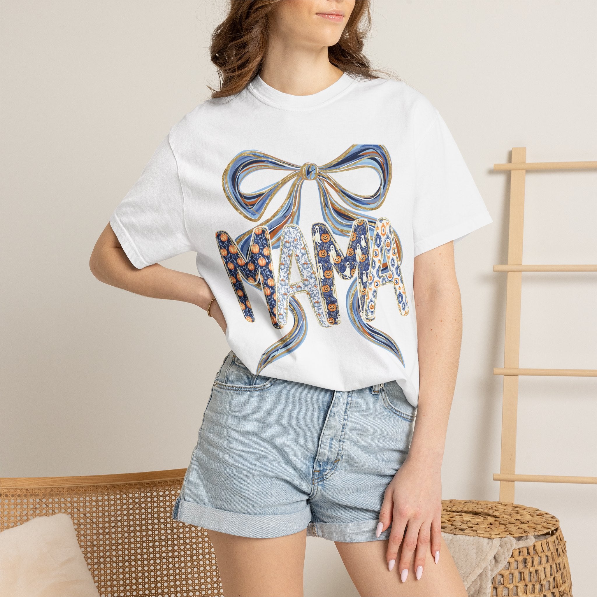 Fall Pumpkin Mama Bow - Comfort Color