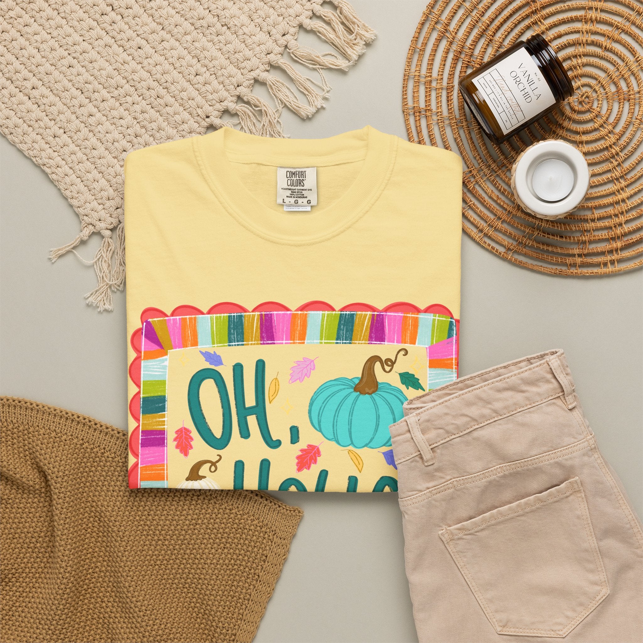 Oh, Hello Fall T-Shirt — Colorful Pumpkin Autumn Tee