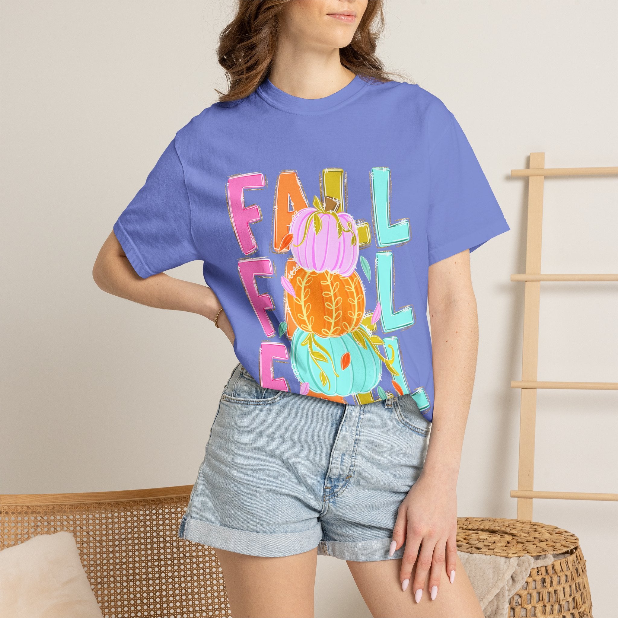 Fall Stack Pumpkin T-Shirt — Colorful Autumn Graphic Tee