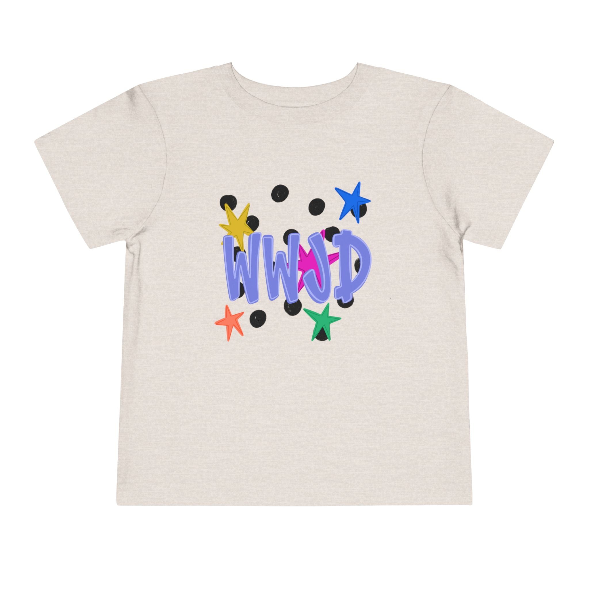 Toddler Tee — Colorful 'WWJD' Stars Graphic Kids Shirt