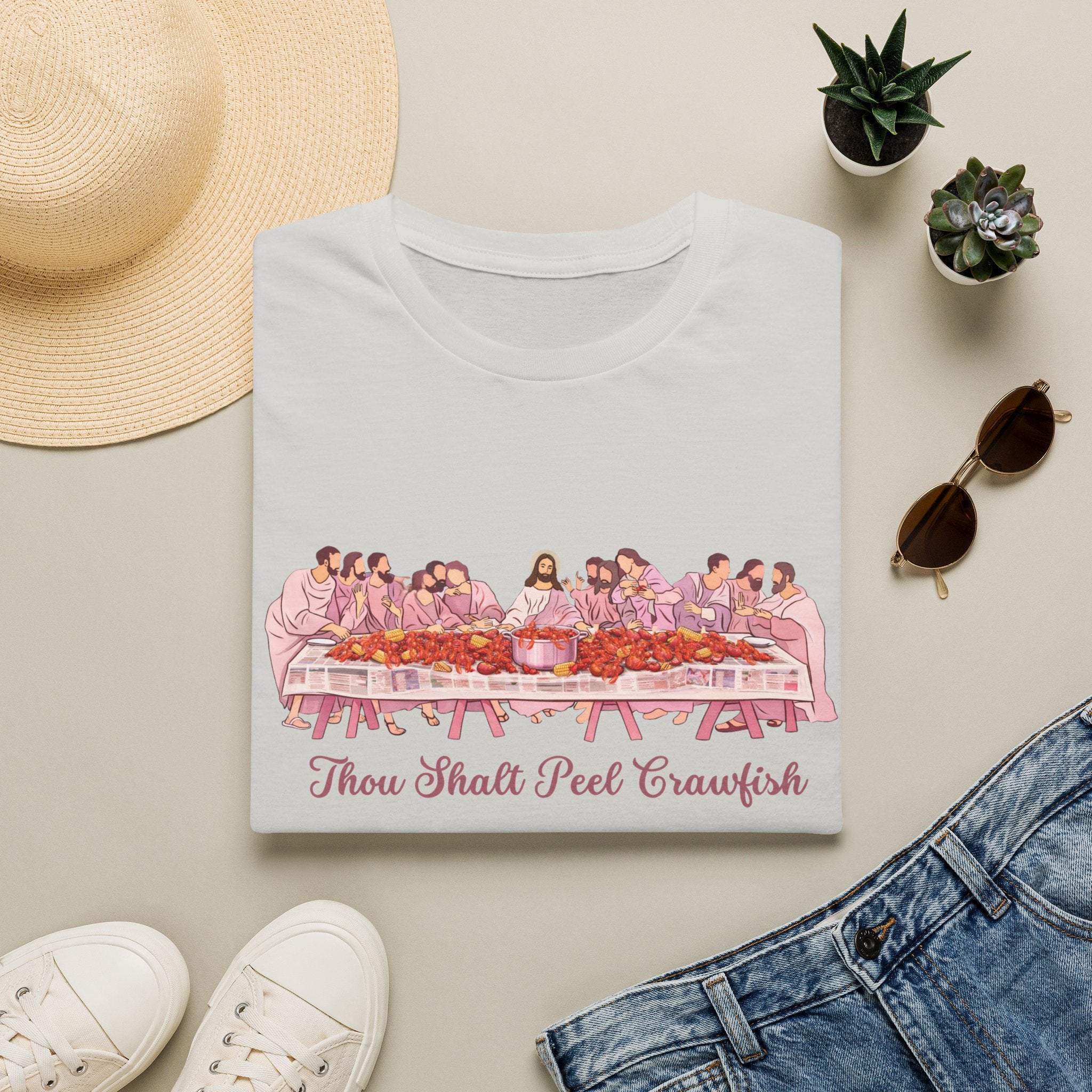 'Thou Shalt Peel Crawfish' Funny Seafood Feast Tee