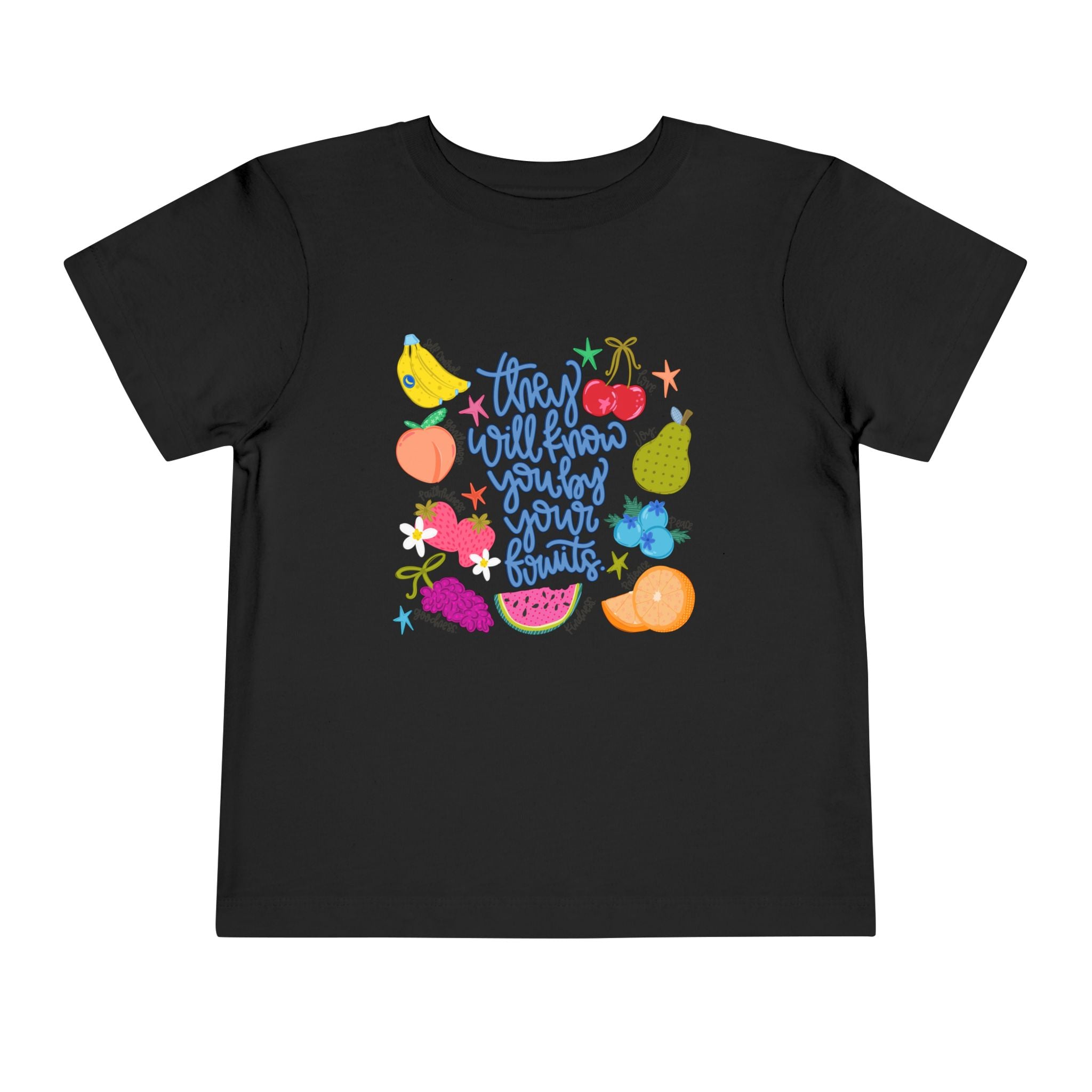 Toddler Tee - "They Will Know You by Your Fruits" Colorful Fruit Graphic