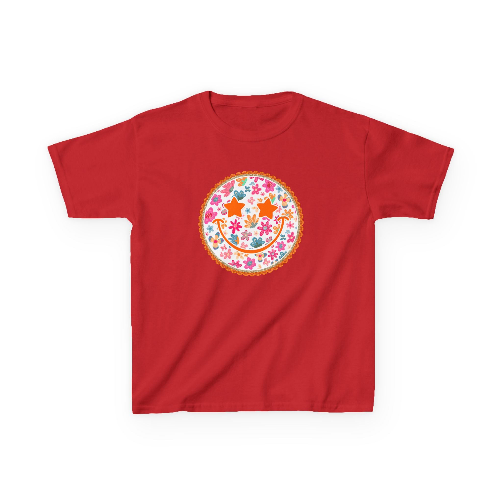 Kids T-Shirt — Floral Smiley Face Graphic Tee for Girls & Boys