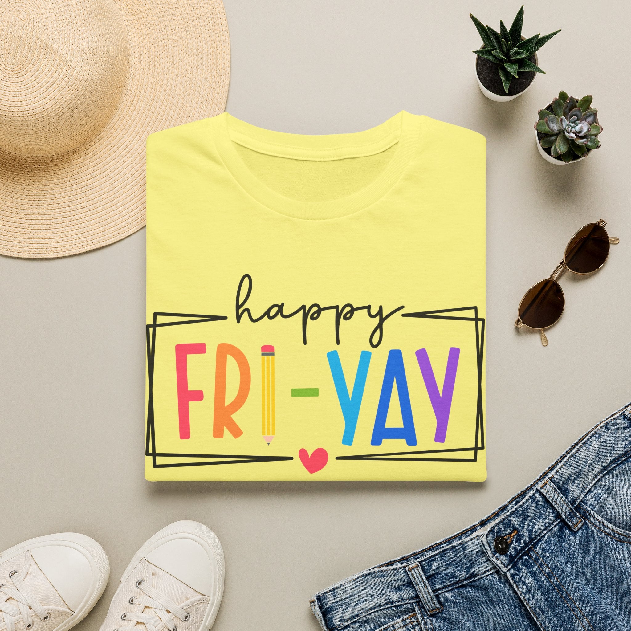 Happy Fri-Yay T-Shirt — Colorful Weekend Celebration Tee