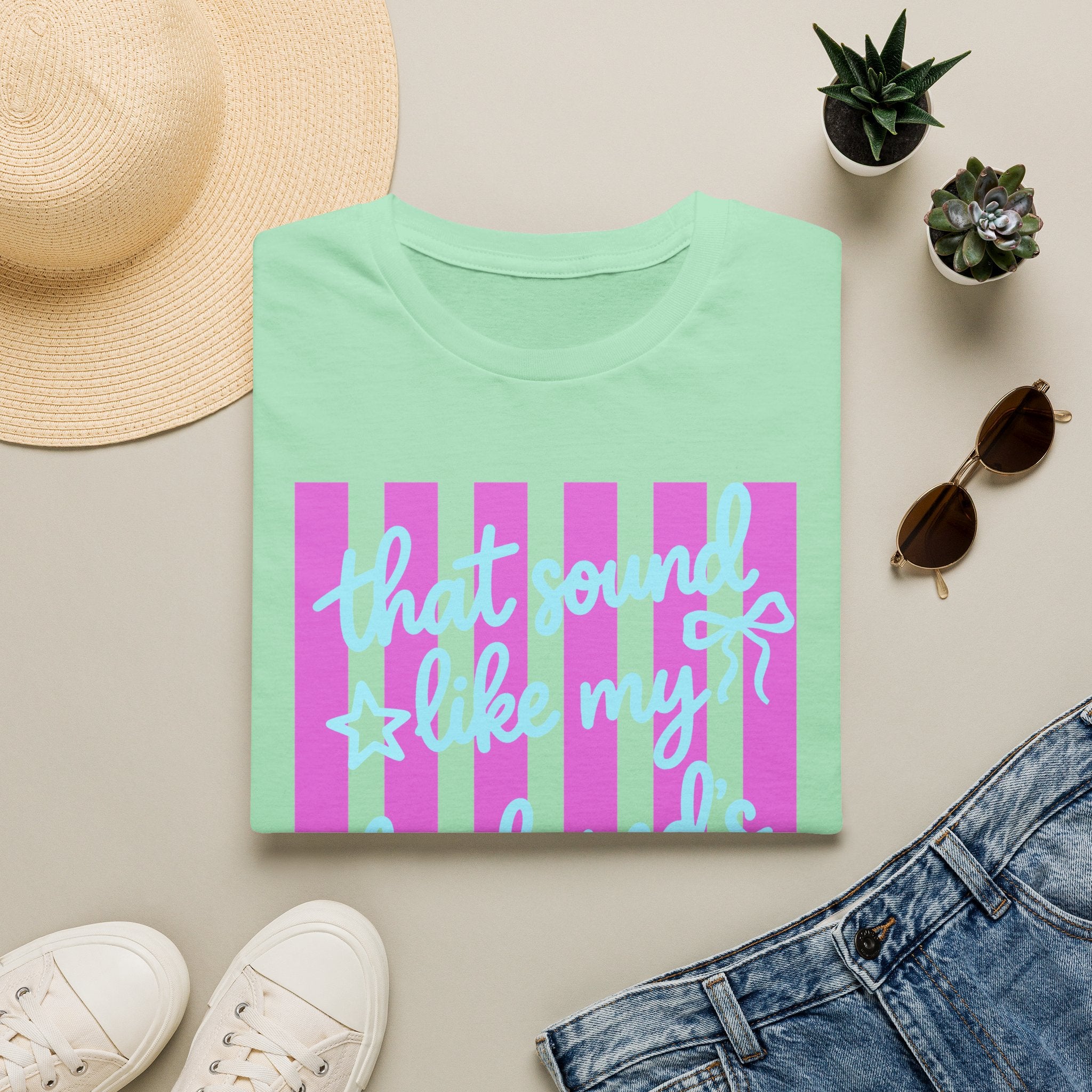 "That Sound Like My Husband's Freedom" Pink Stripe Graphic Tee