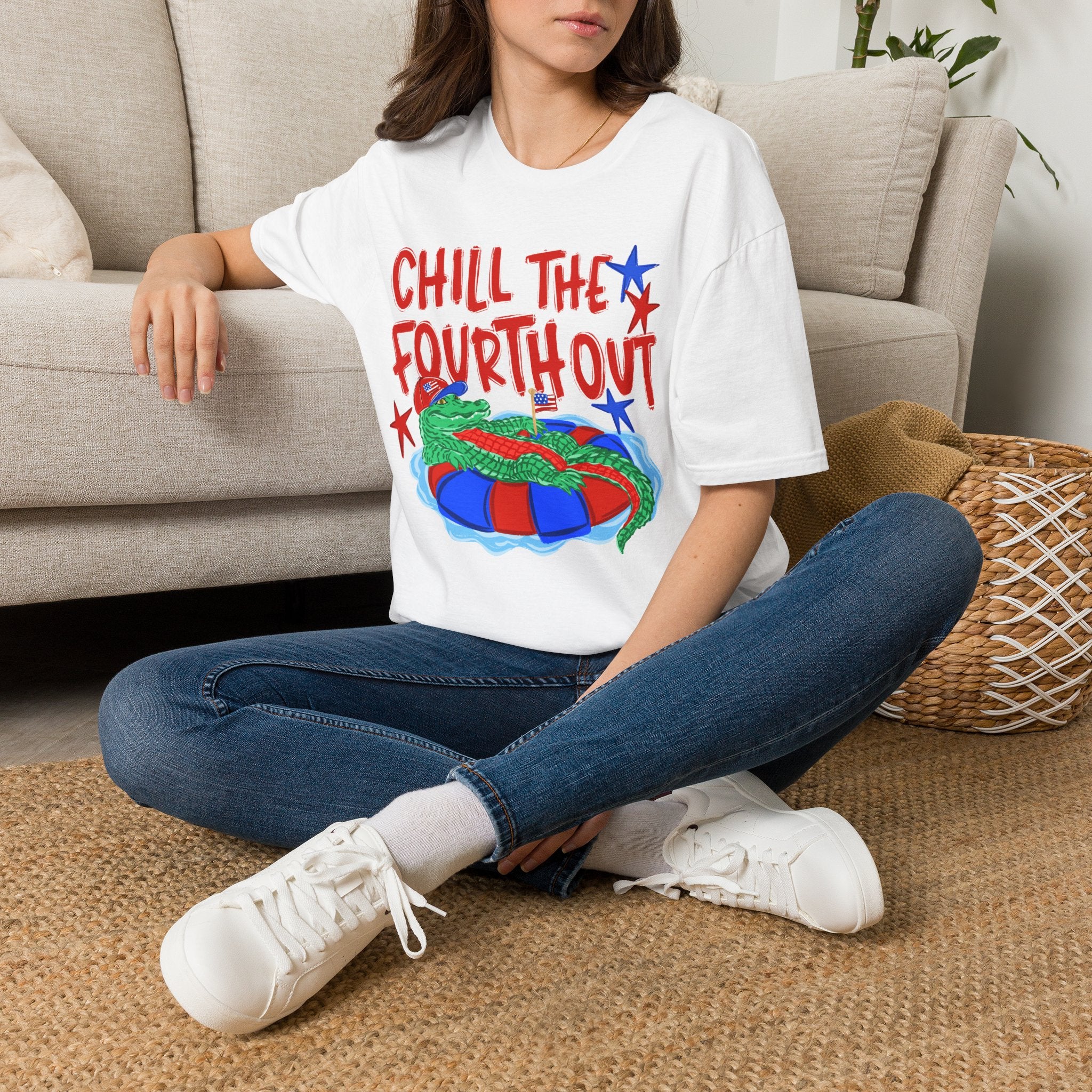 T-Shirt — “Chill the Fourth Out” Patriotic Alligator July 4th Tee