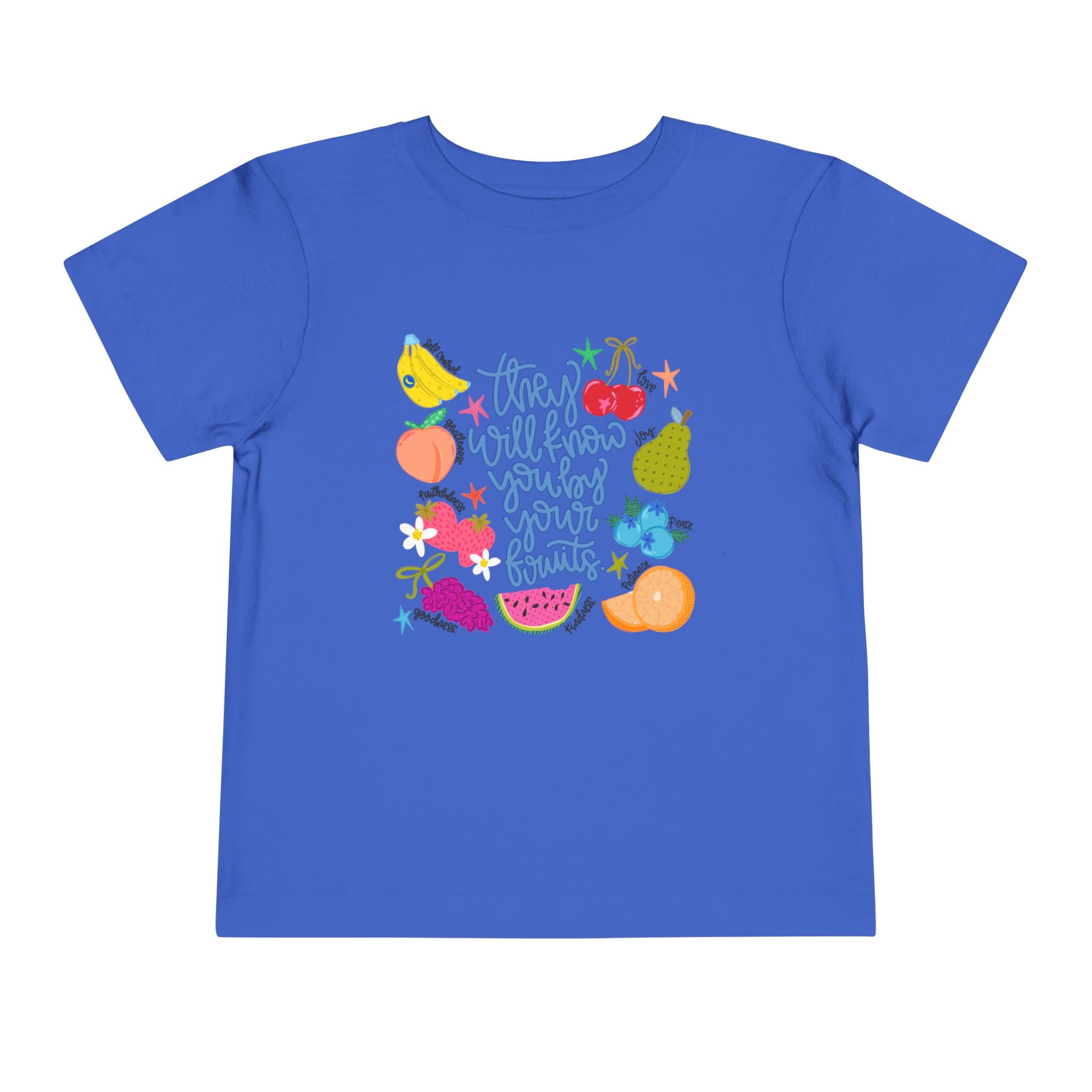 Toddler Tee - "They Will Know You by Your Fruits" Colorful Fruit Graphic