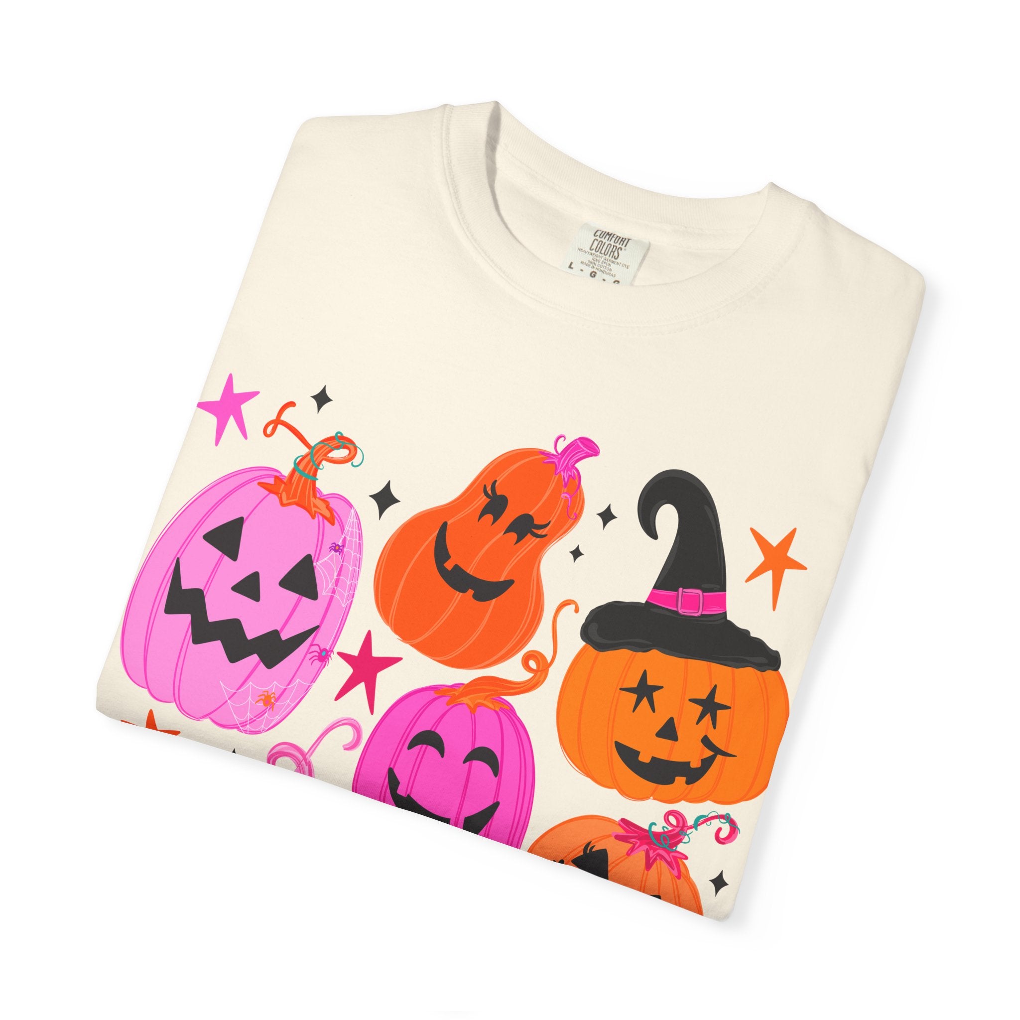 Halloween Pumpkins T-Shirt — Cute Pink & Orange Jack-O'-Lanterns