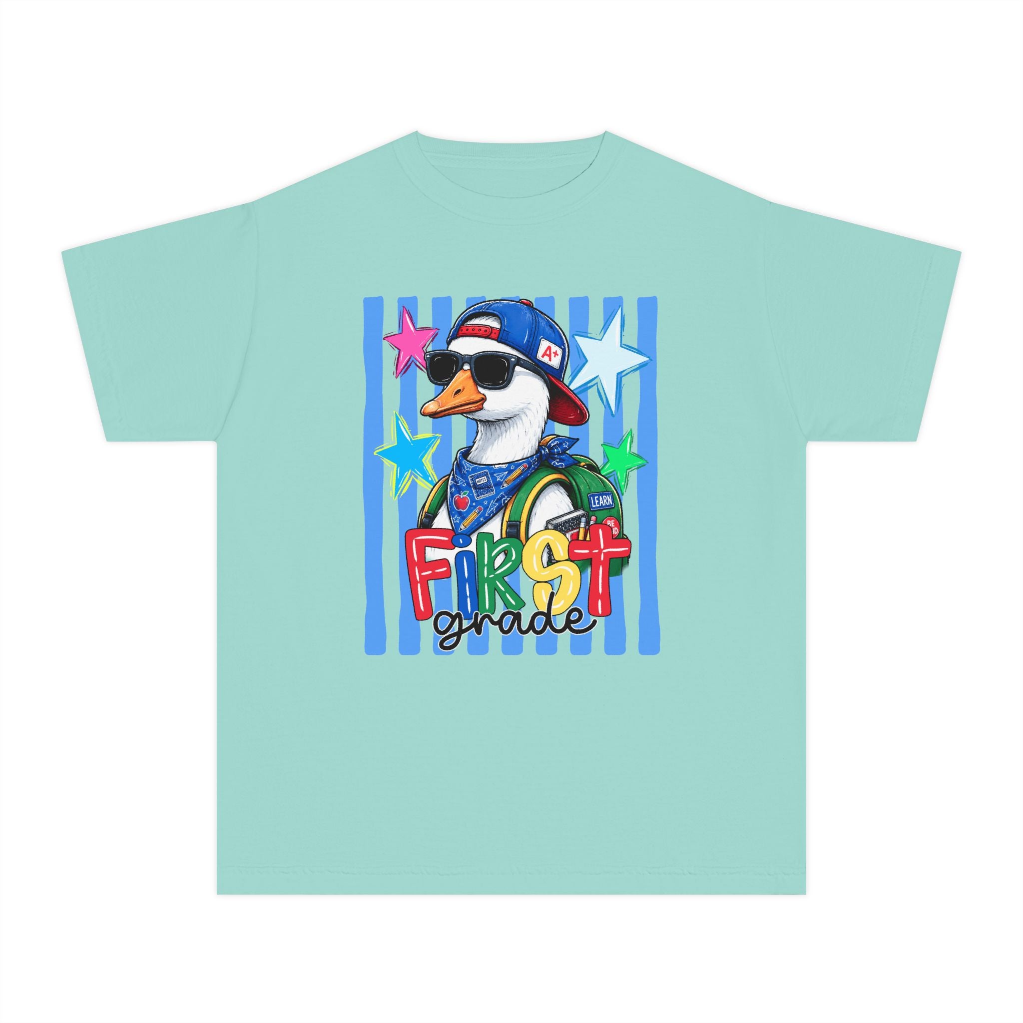 First Grade Boy Duck Youth Tee — Cute Back-to-School Kids Shirt