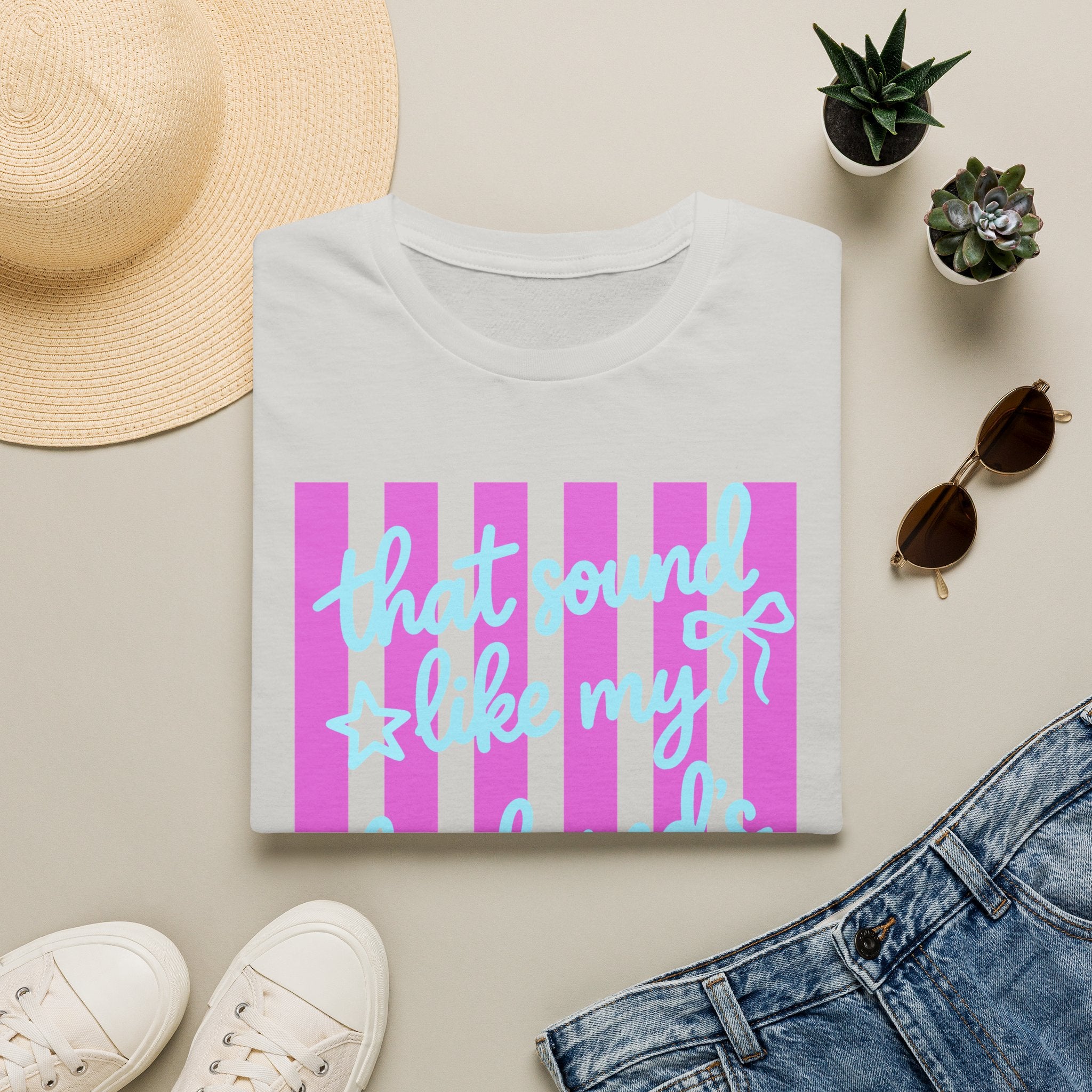 "That Sound Like My Husband's Freedom" Pink Stripe Graphic Tee
