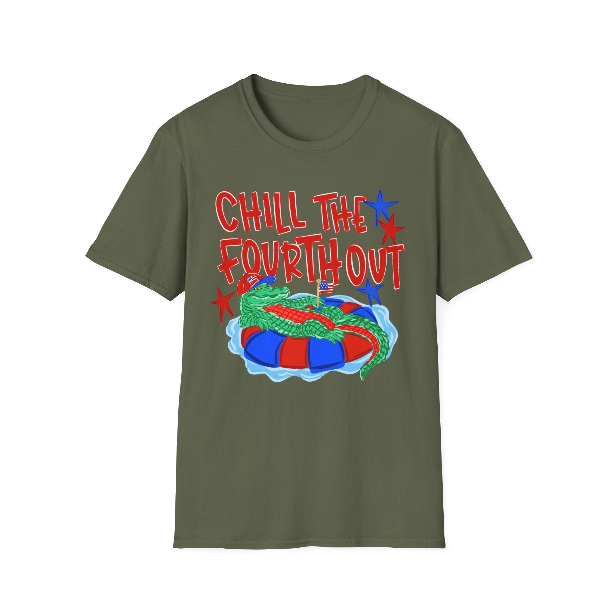 T-Shirt — “Chill the Fourth Out” Patriotic Alligator July 4th Tee
